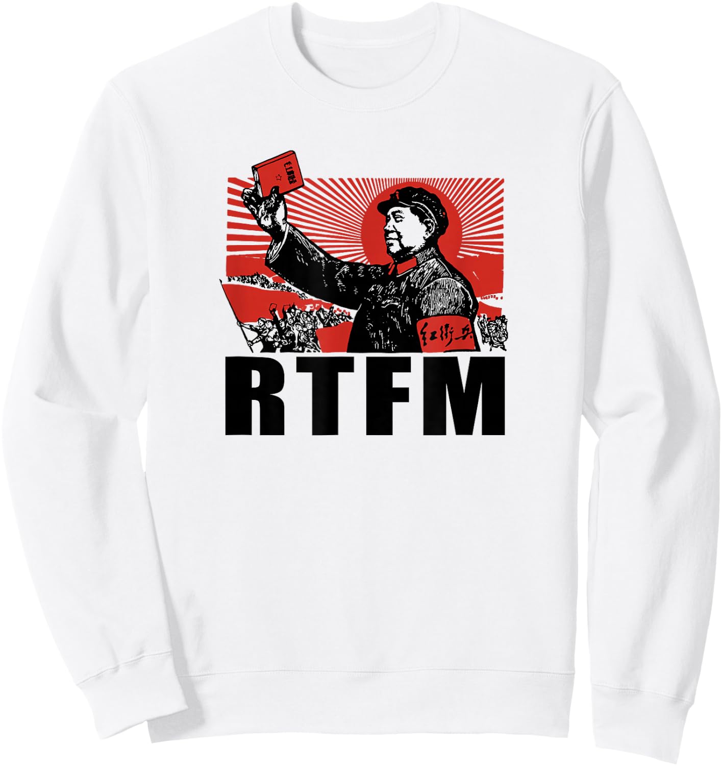 Mao RTFM Propaganda Style Graphic Sweatshirt - Sweatshirt | White