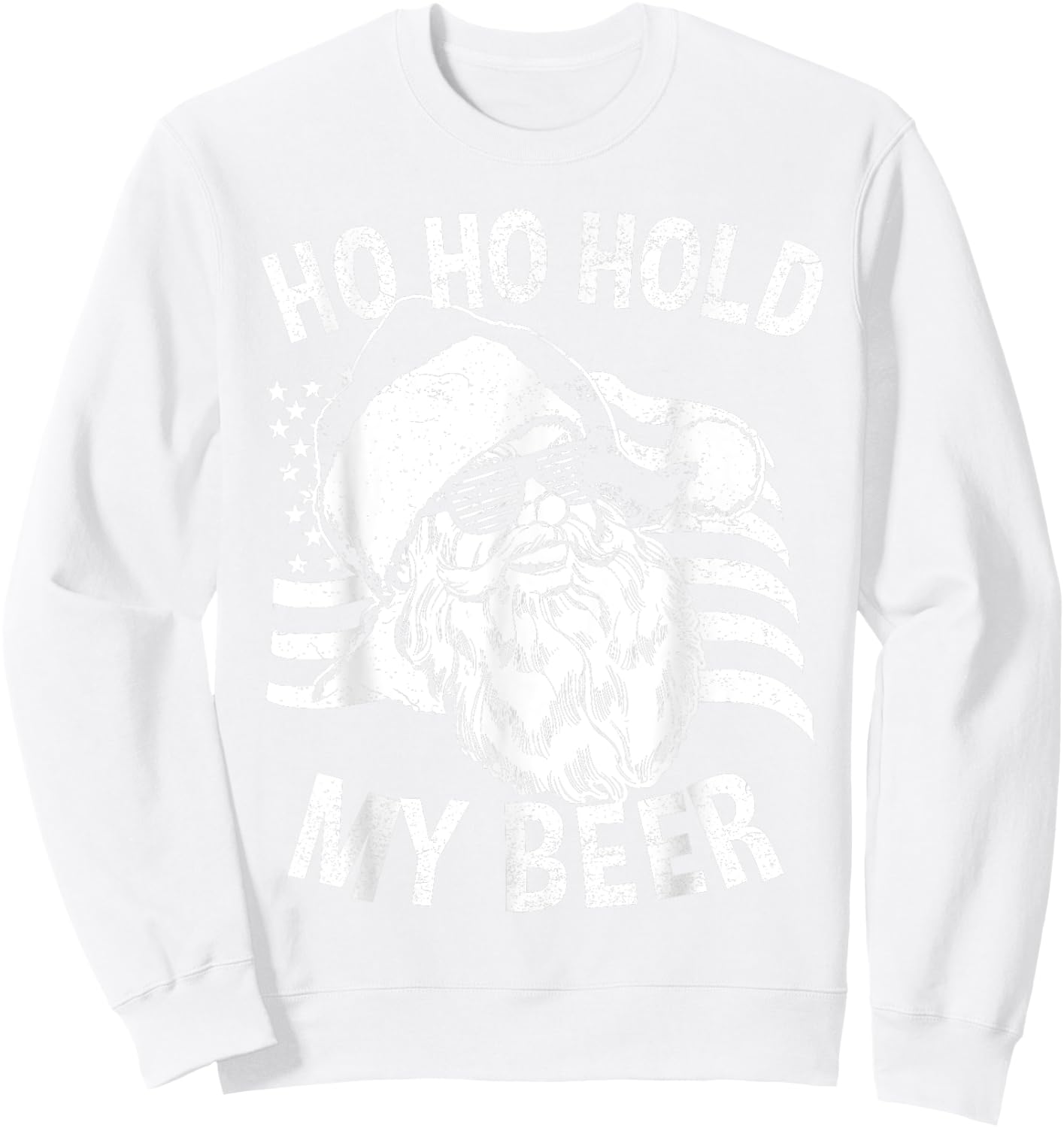 Christmas In July Shirt | Hipster Santa Ho Ho Hold My Beer Sweatshirt - Sweatshirt | White