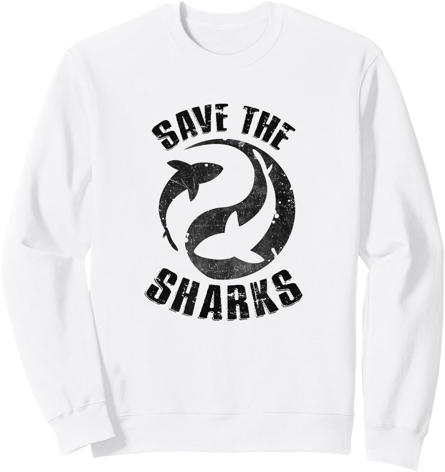 Save the Sharks Diving Ocean Freediving Sea Apnea design Sweatshirt - Sweatshirt | White