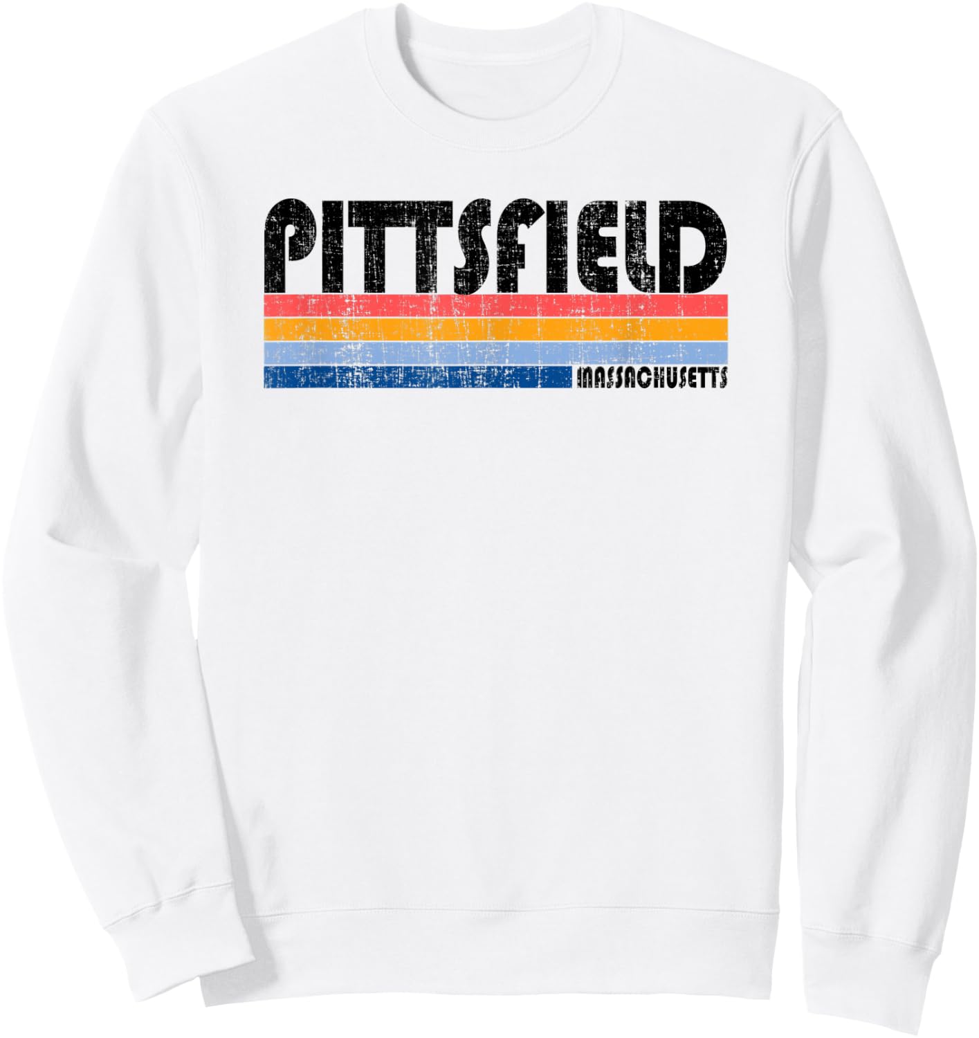 Vintage 70s 80s Style Pittsfield, Massachusetts Sweatshirt - Sweatshirt | White