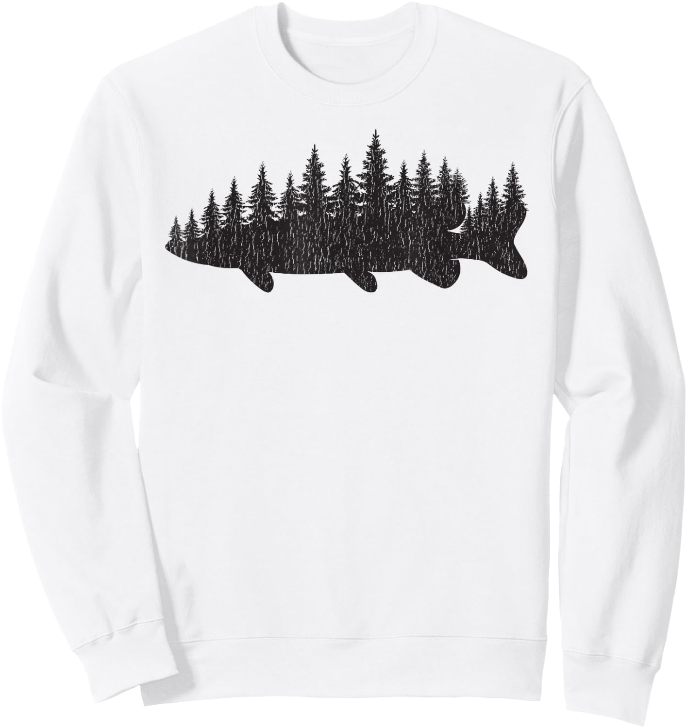 Northern Pike Treeline Fisherman Angling Sweatshirt - Sweatshirt | White