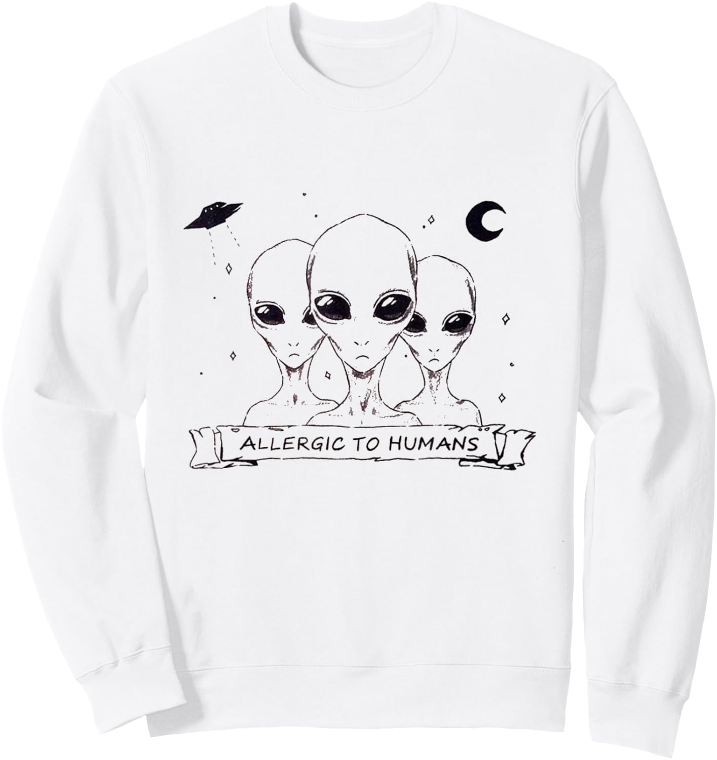 Allergic to Humans Aliens Sweatshirt - Sweatshirt | White