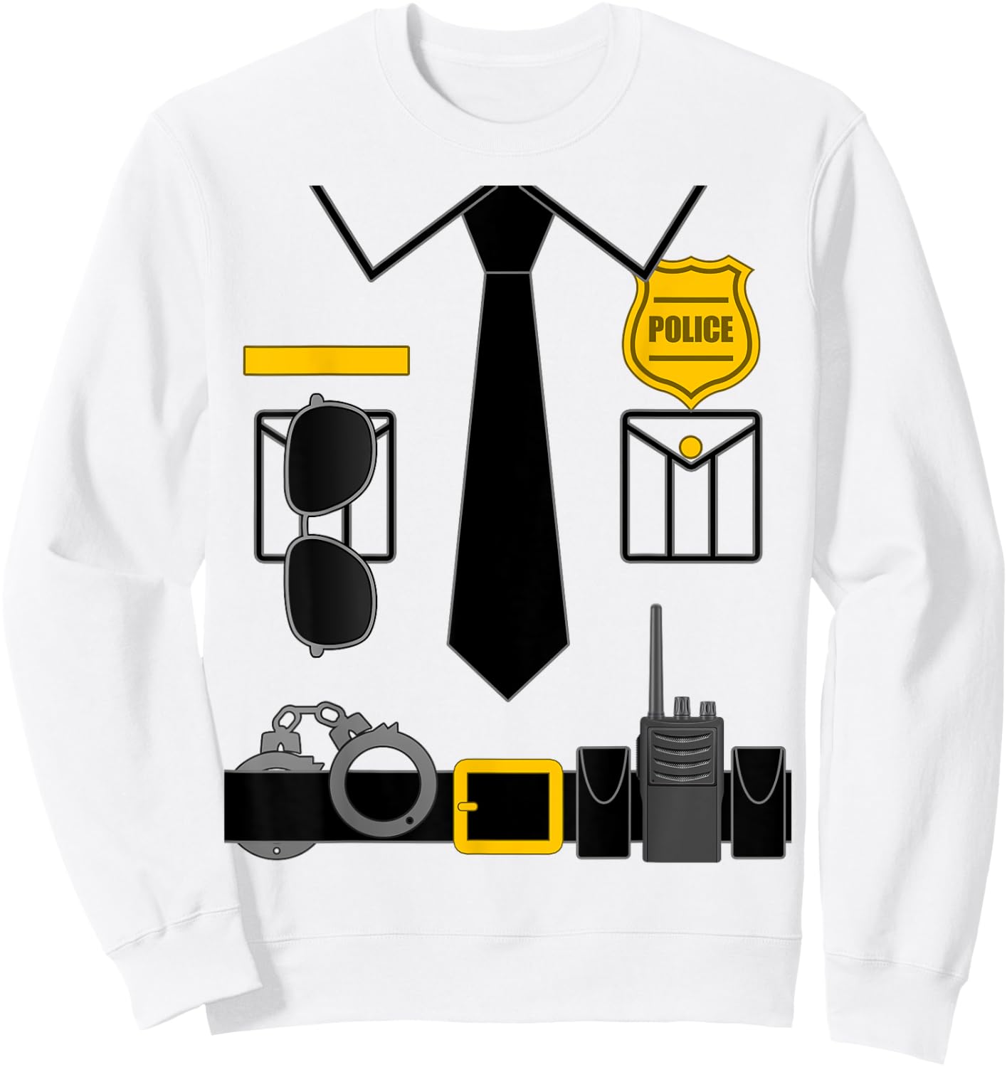 Police Costume for Kids & Adults Halloween Police Officer Sweatshirt - Sweatshirt | White