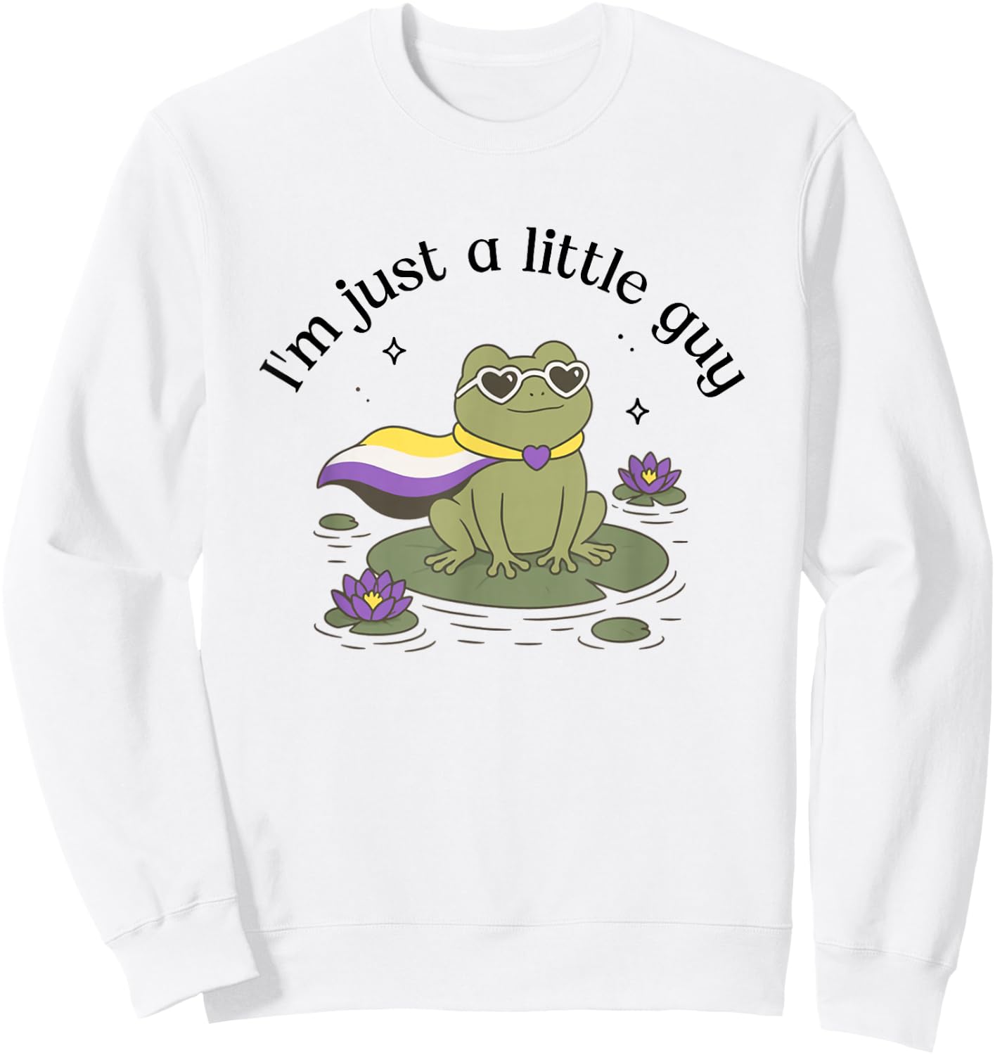 Non-Binary Pride Funny Frog Meme Weirdcore LGBTQ Genderqueer Sweatshirt - Sweatshirt | White