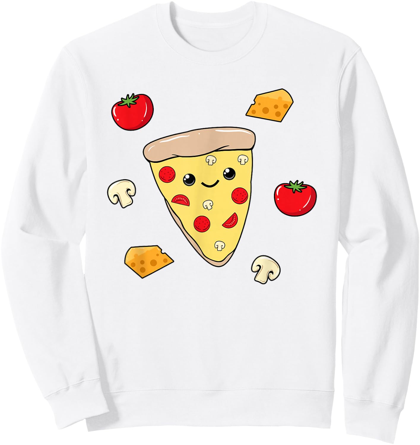 Girl Sweet mushroom Pizza Shirt Pizza Lover Kids Fast Food Sweatshirt - Sweatshirt | White