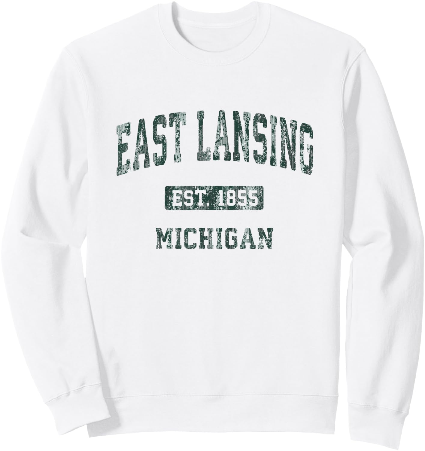 East Lansing Michigan MI Vintage Athletic Sports Design Sweatshirt - Sweatshirt | White