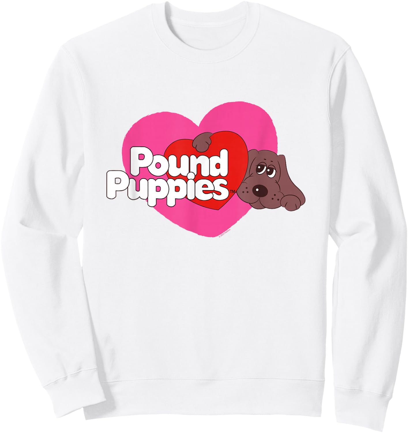 Pound Puppies Valentine's Day Cute Dog Heart Shape Big Logo Sweatshirt - Sweatshirt | White