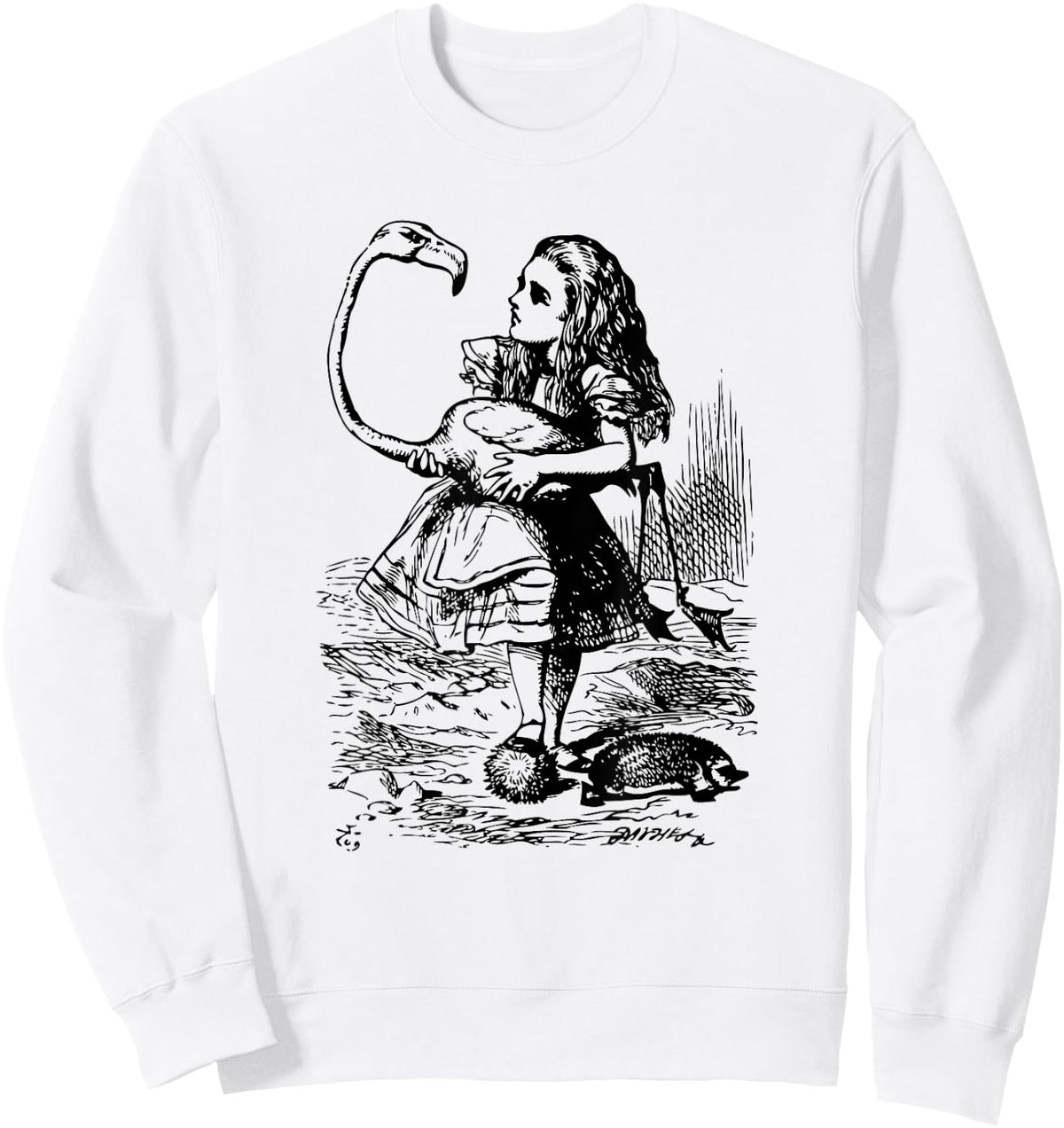 Big Texas Alice in Wonderland Alice Flamingo Croquet Sweatshirt - Sweatshirt | White