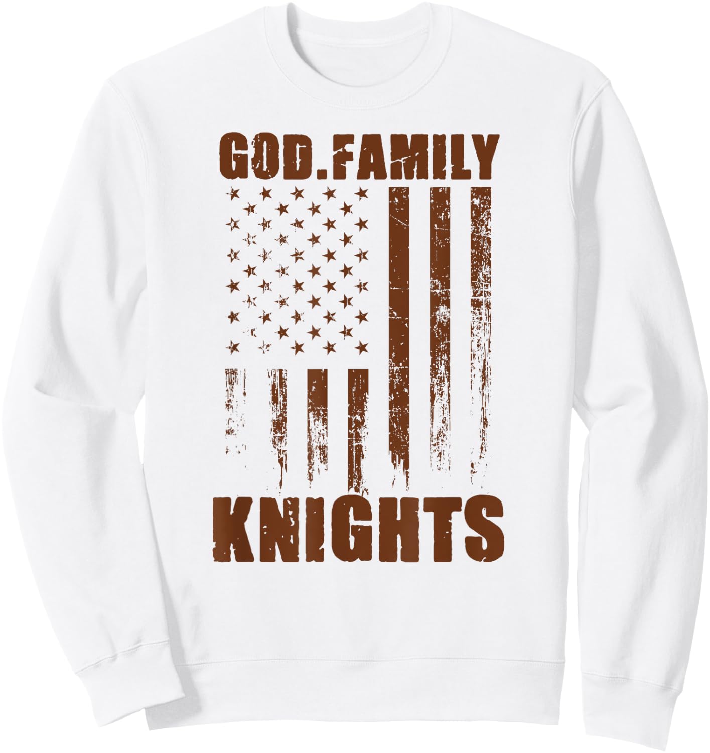 Mount View Knights God. Family. Vintage USA Flag Sweatshirt - Sweatshirt | White