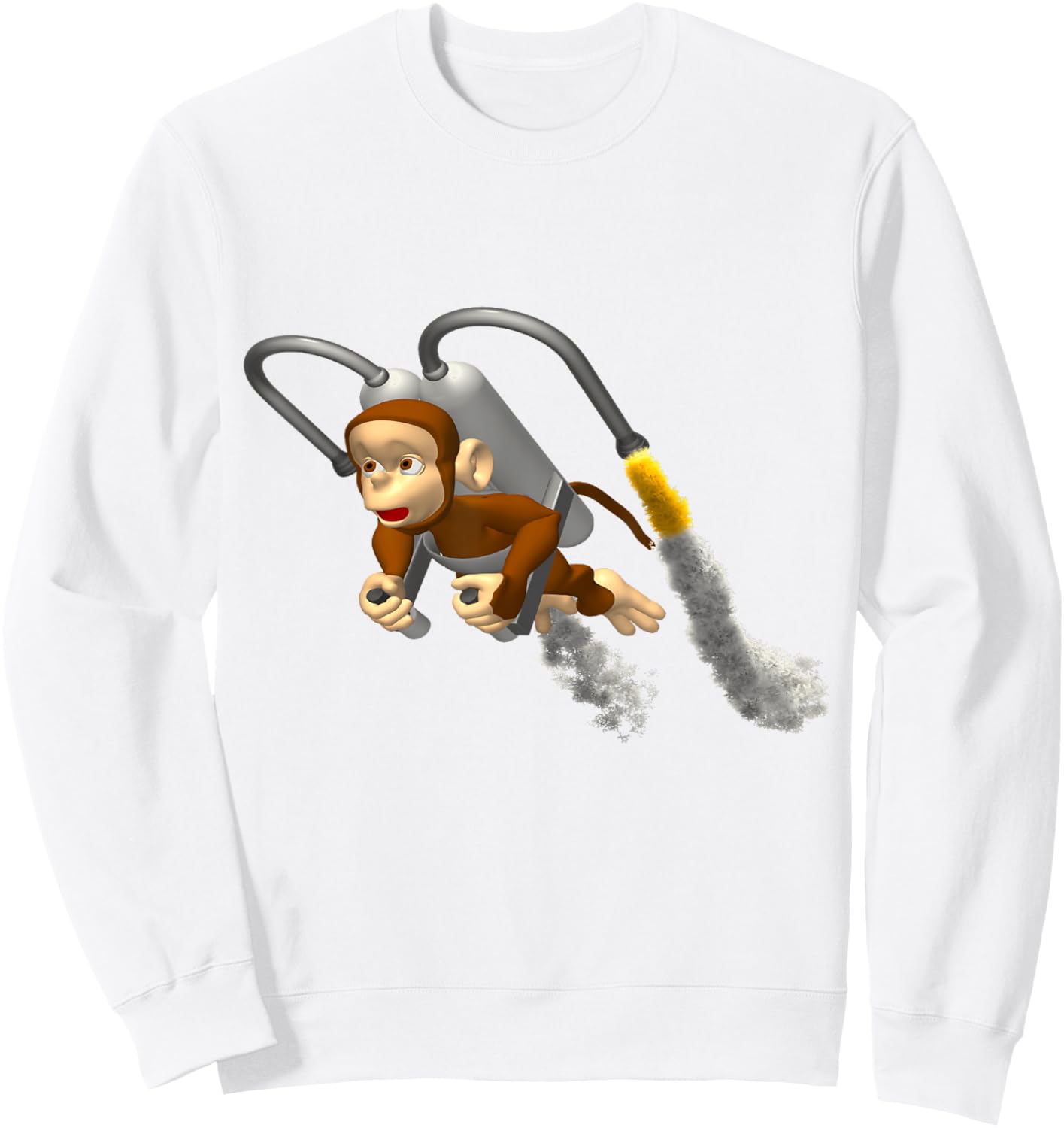 Monkey Flying With Jetpack Sweatshirt - Sweatshirt | White
