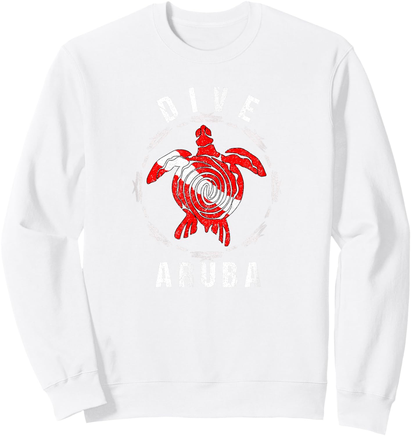 Dive Aruba Vintage Tribal Turtle Sweatshirt - Sweatshirt | White