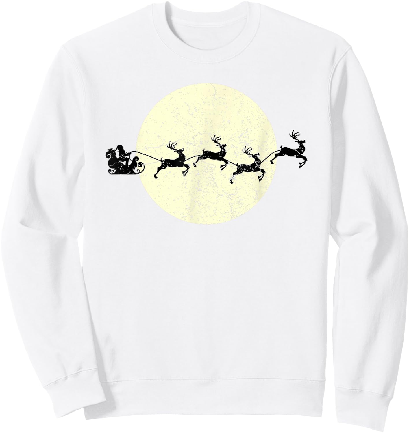 Santa Sleigh On The Moon Christmas Funny Sweatshirt - Sweatshirt | White