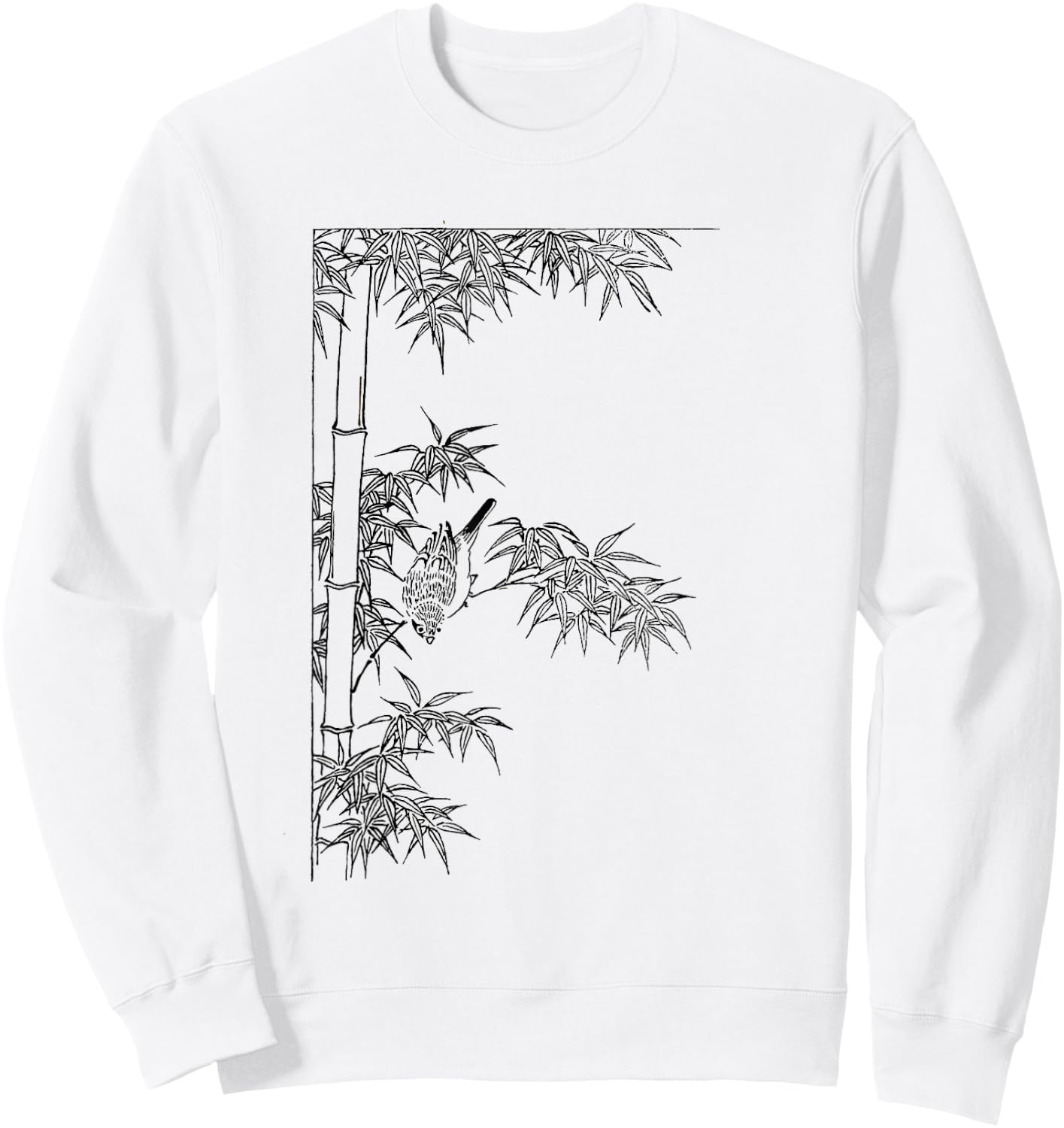 Picture of bamboo - bamboo plant with a bird Sweatshirt - Sweatshirt | White
