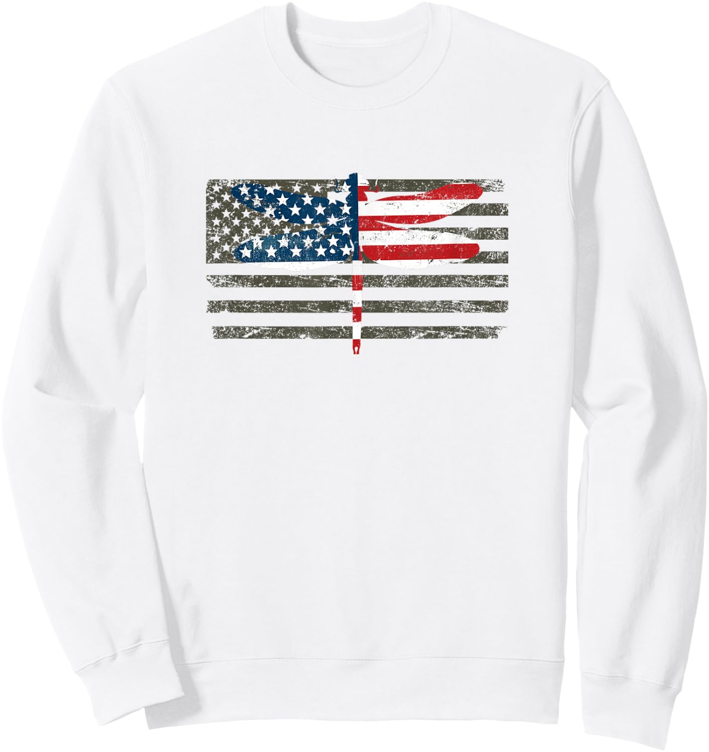 4th of July Dragonfly Patriotic US American Flag Kids Men Sweatshirt - Sweatshirt | White