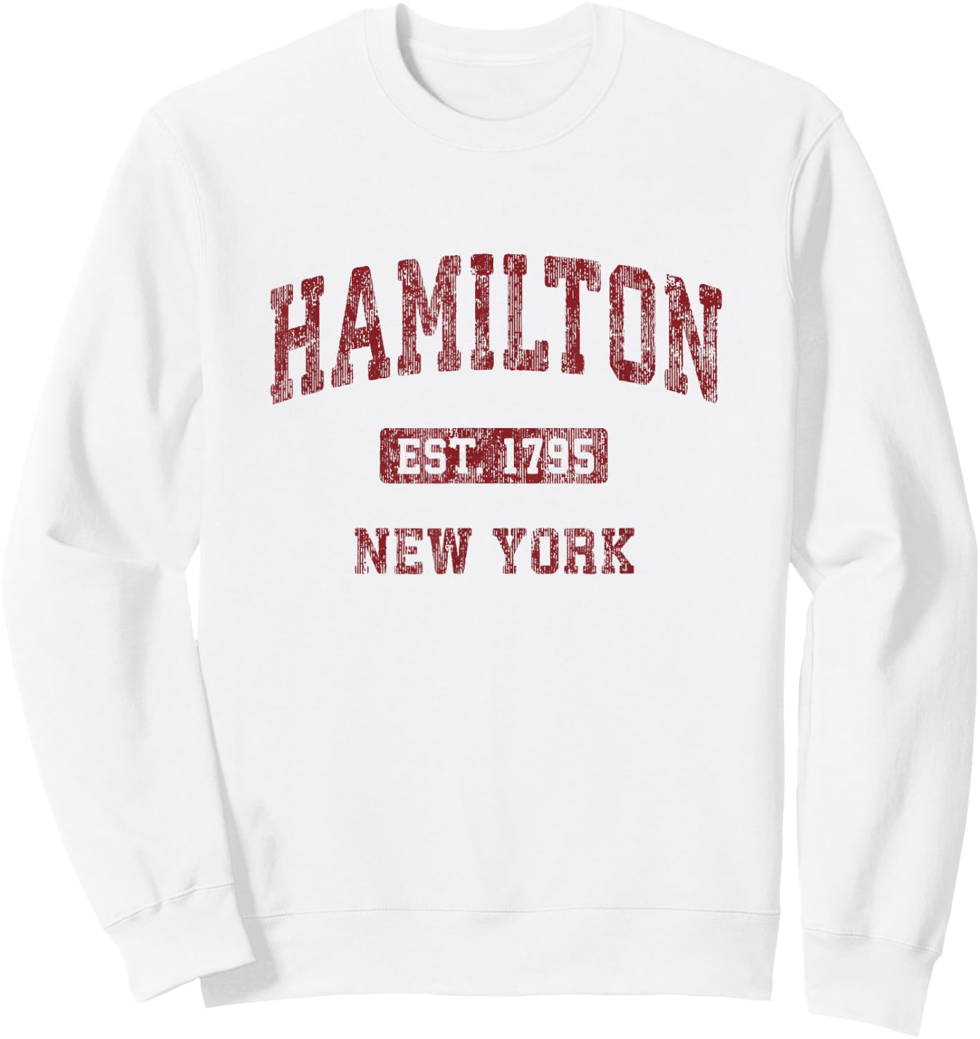 Hamilton New York NY Vintage Athletic Sports Design Sweatshirt - Sweatshirt | White