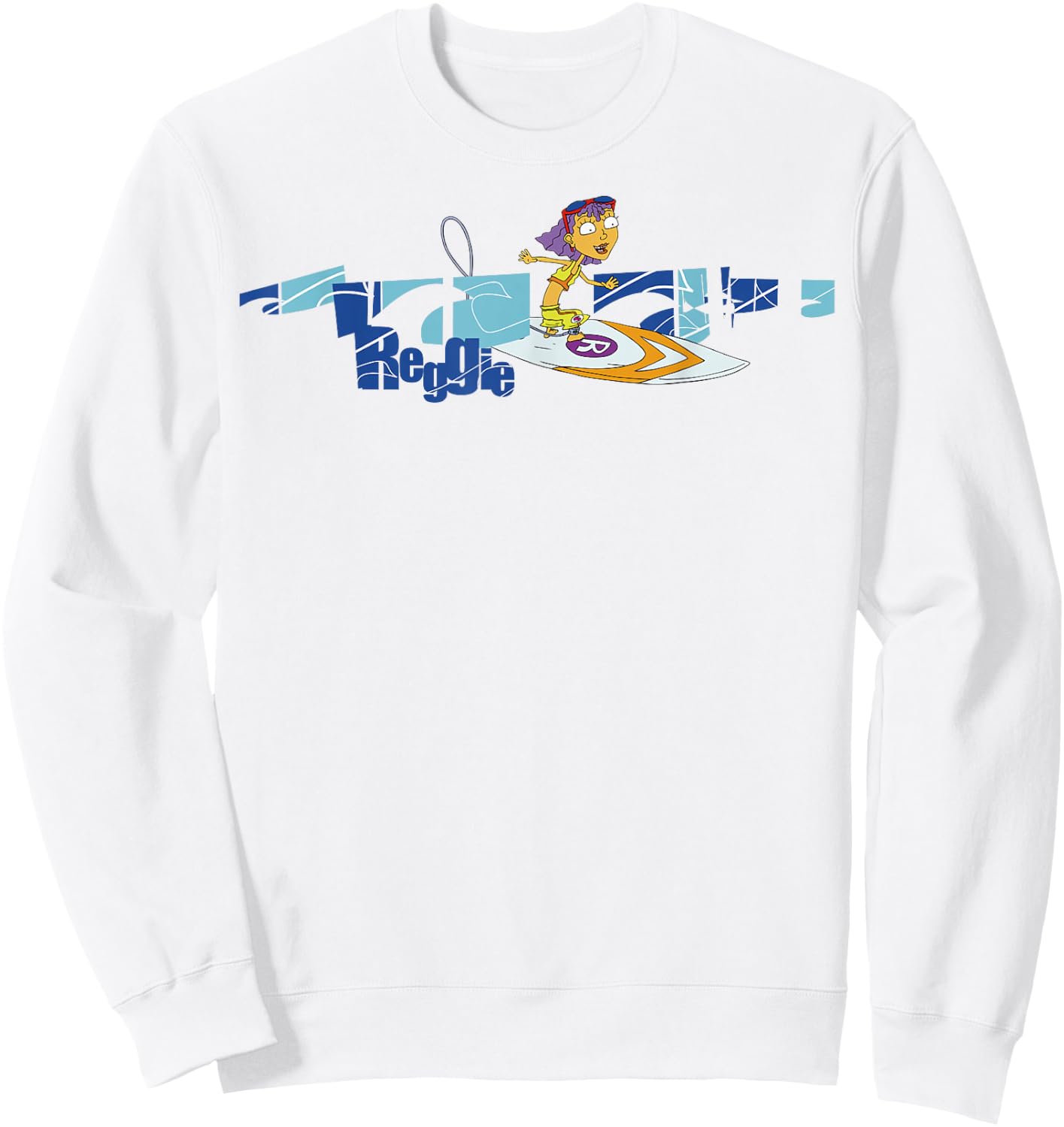 Rocket Power Reggie Surfing Portrait Broken Logo Sweatshirt - Sweatshirt | White