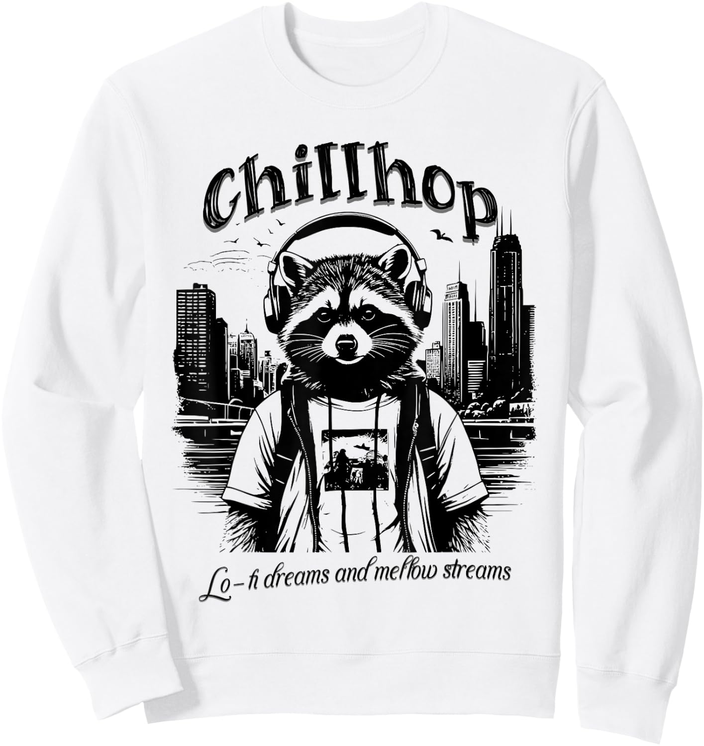 Chillhop Lo-fi Dreams and Mellow Streams Sweatshirt - Sweatshirt | White