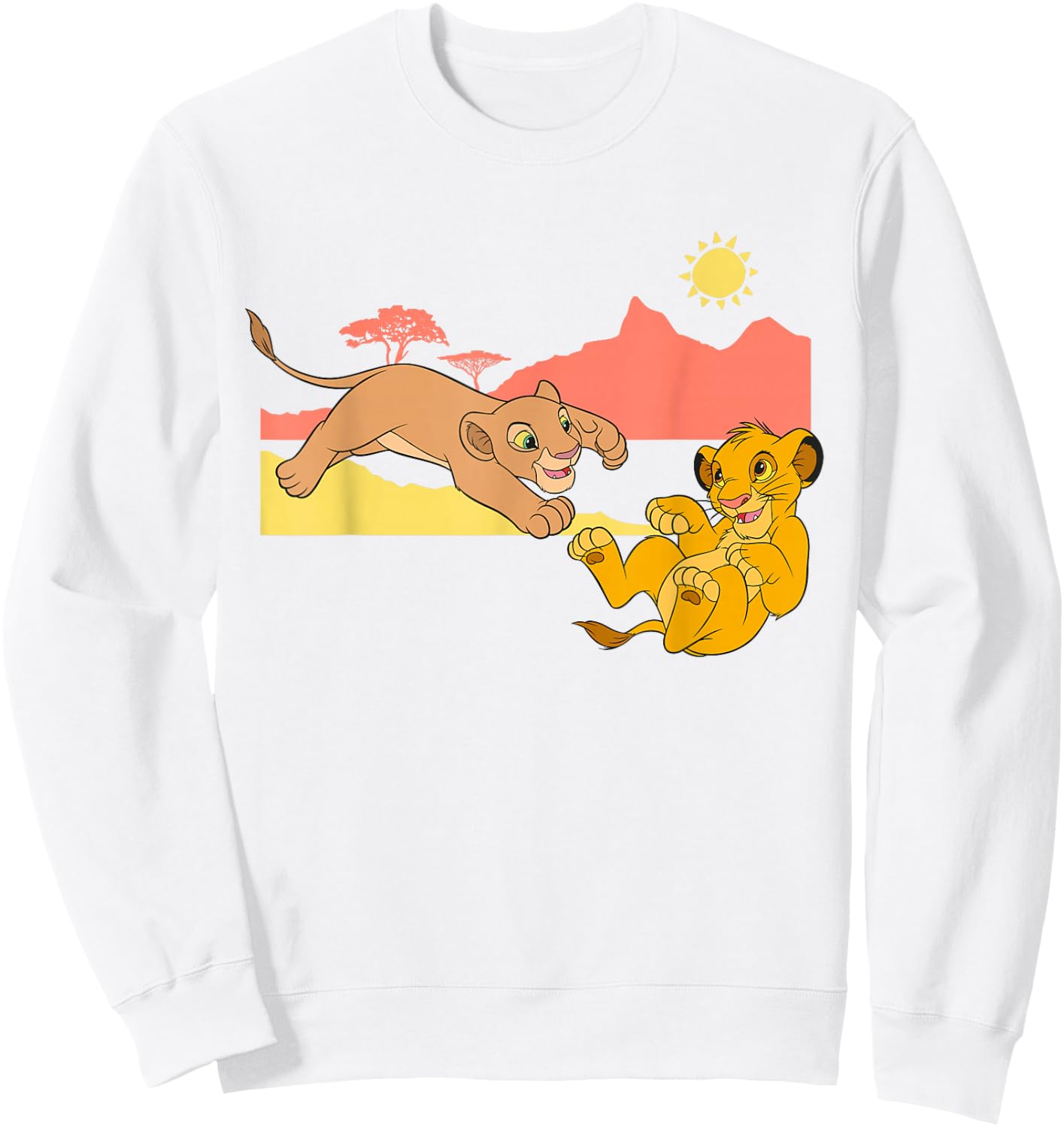 Disney The Lion King Young Simba Nala Playing Sweatshirt - Sweatshirt | White