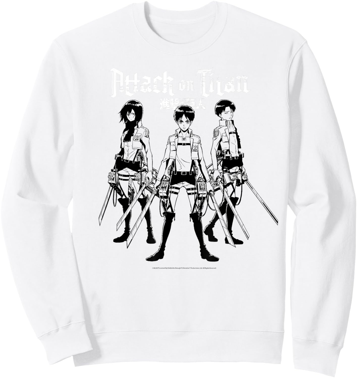 Attack on Titan Training Corps Trio Linear Anime Sweatshirt - Sweatshirt | White