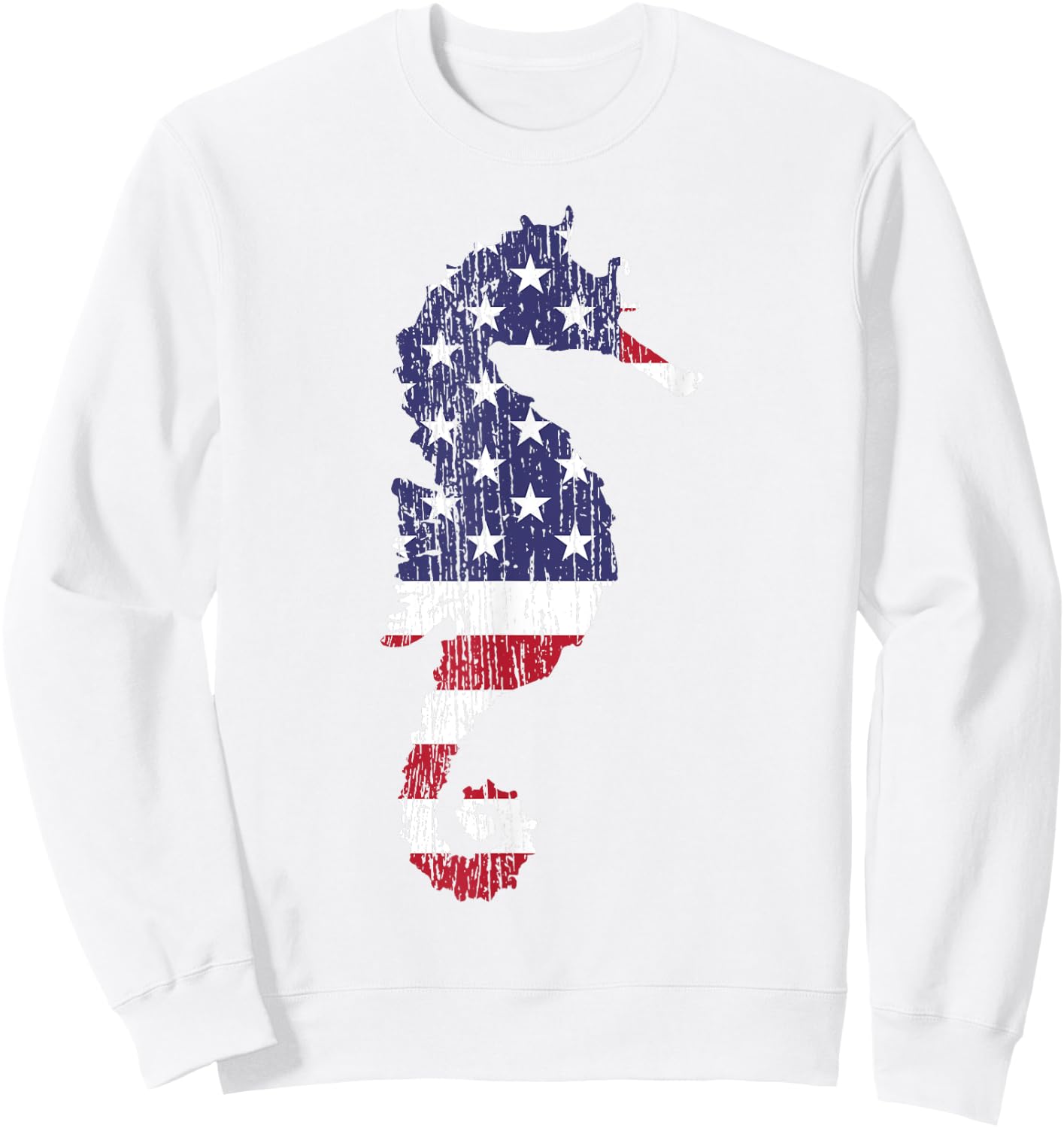 Seahorse USA Flag Vintage Gift Patriotic Sweatshirt - Sweatshirt | White