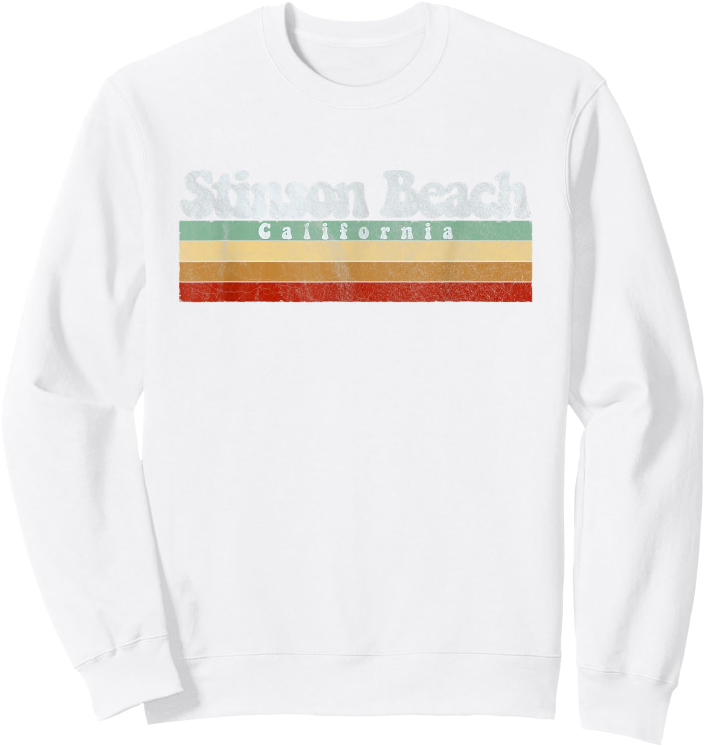 Vintage Retro 70s 80s Stinson Beach, CA Women Kids Sweatshirt - Sweatshirt | White