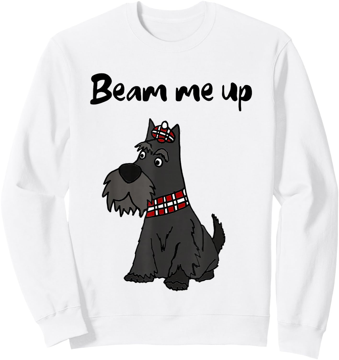 Smileteesfunnya Funny Beam me up Scottie Dog Pun Sweatshirt - Sweatshirt | White