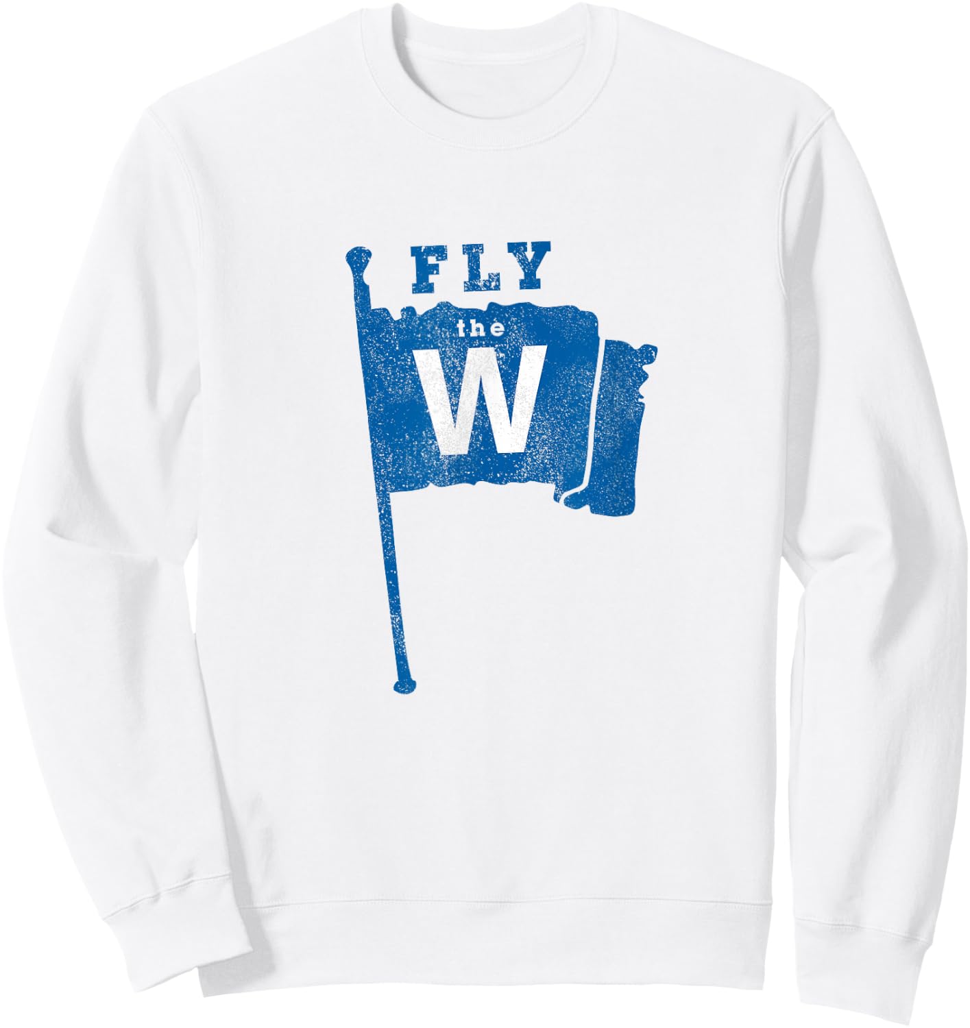 Fly The W Chicago Baseball Winning Flag Distressed Sweatshirt - Sweatshirt | White
