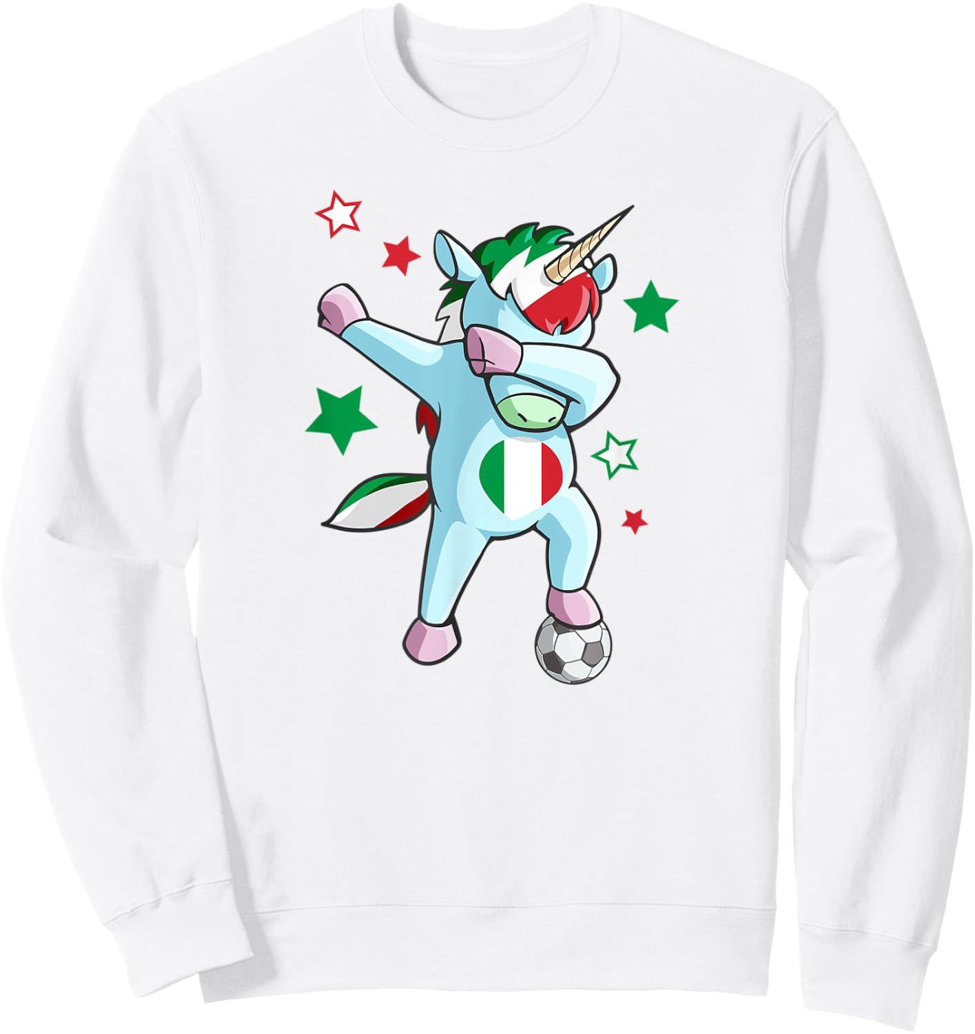 Dabbing Unicorn World Soccer Support Italy Shirt for Girls Sweatshirt - Sweatshirt | White