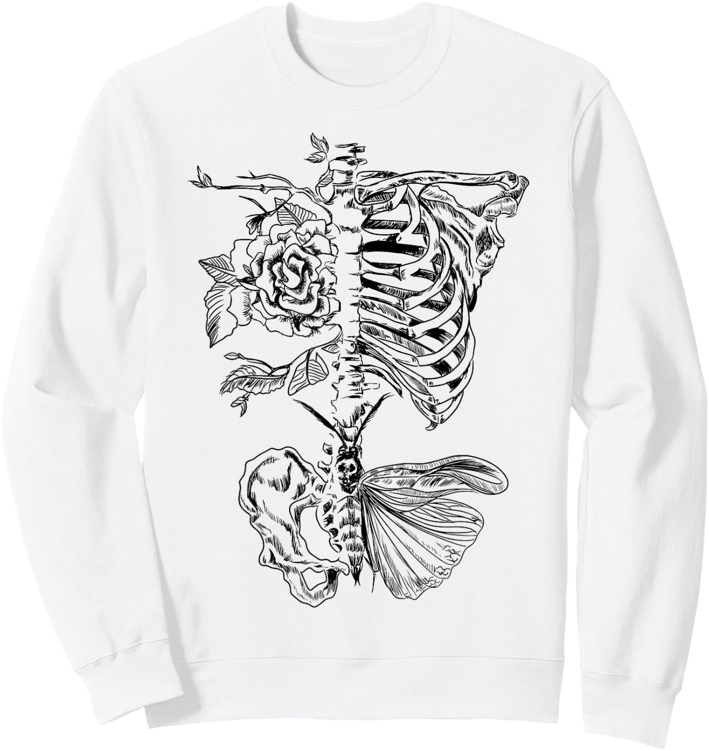 Ribcage Rose Butterfly Skeleton Tattoo Artist Shirt Sweatshirt - Sweatshirt | White