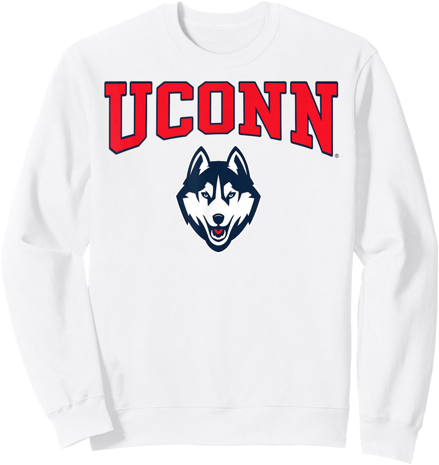 Connecticut Huskies Arch Logo Gray Officially Licensed Sweatshirt - Sweatshirt | White