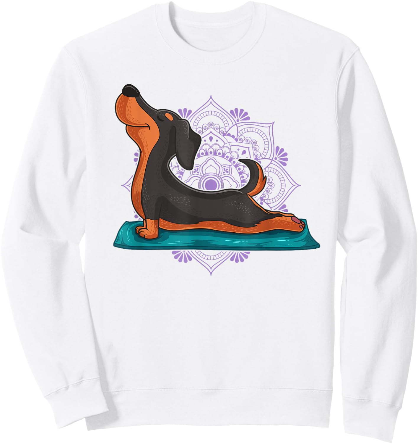 Cute Dachshund Dog Yoga Position Workout Instructor Gift Sweatshirt - Sweatshirt | White