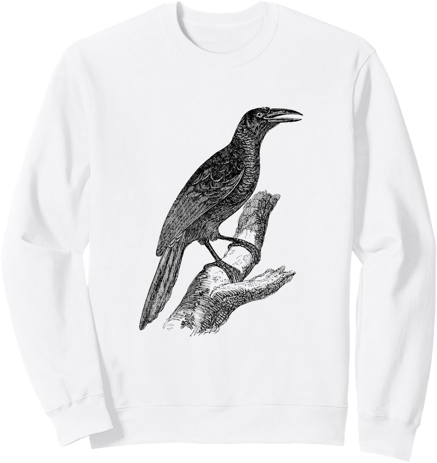 Common Grackle Bird Print Sweatshirt - Sweatshirt | White