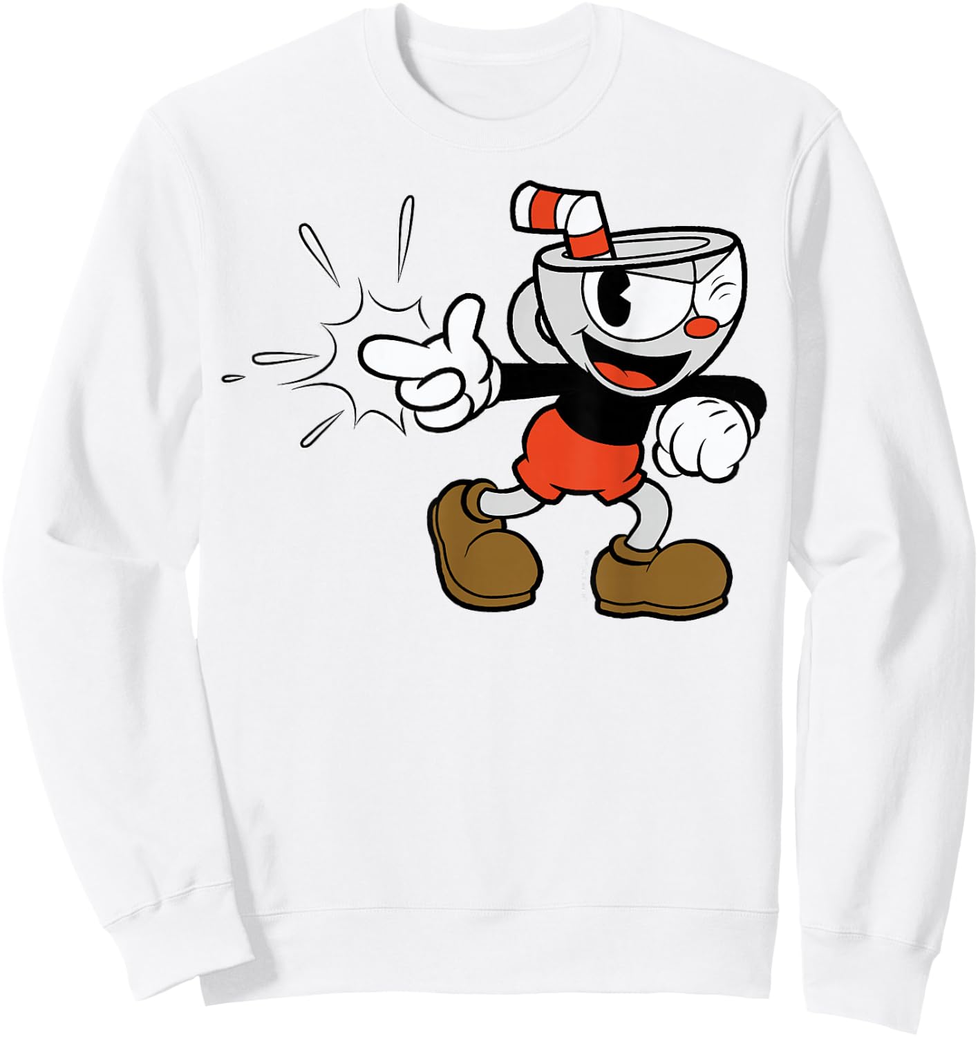 Cuphead Classic Wink with A Snap Sweatshirt - Sweatshirt | White