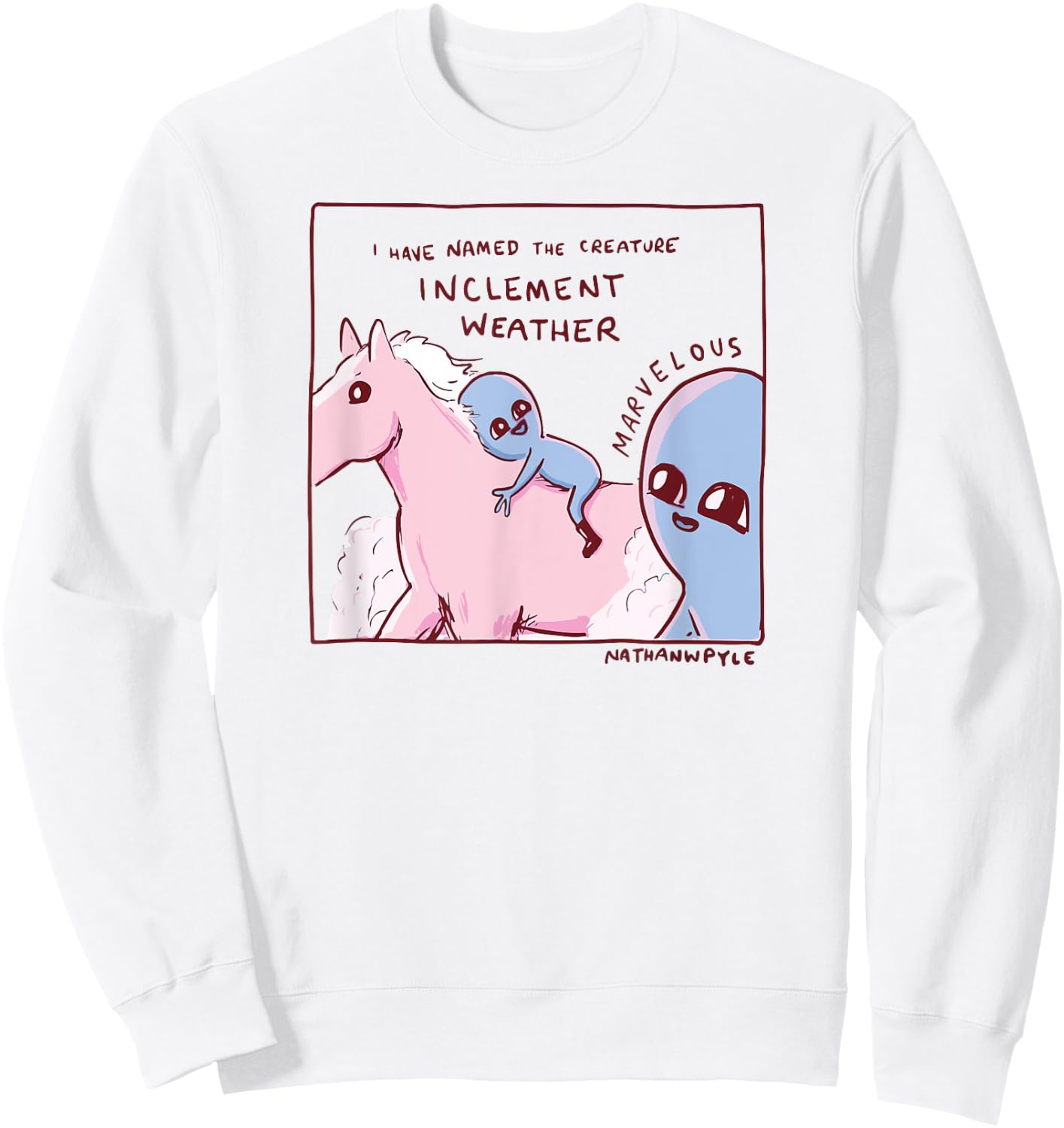 Threadless Nathan W. Pyle Strange Planet Marvelous Graphic Sweatshirt - Sweatshirt | White