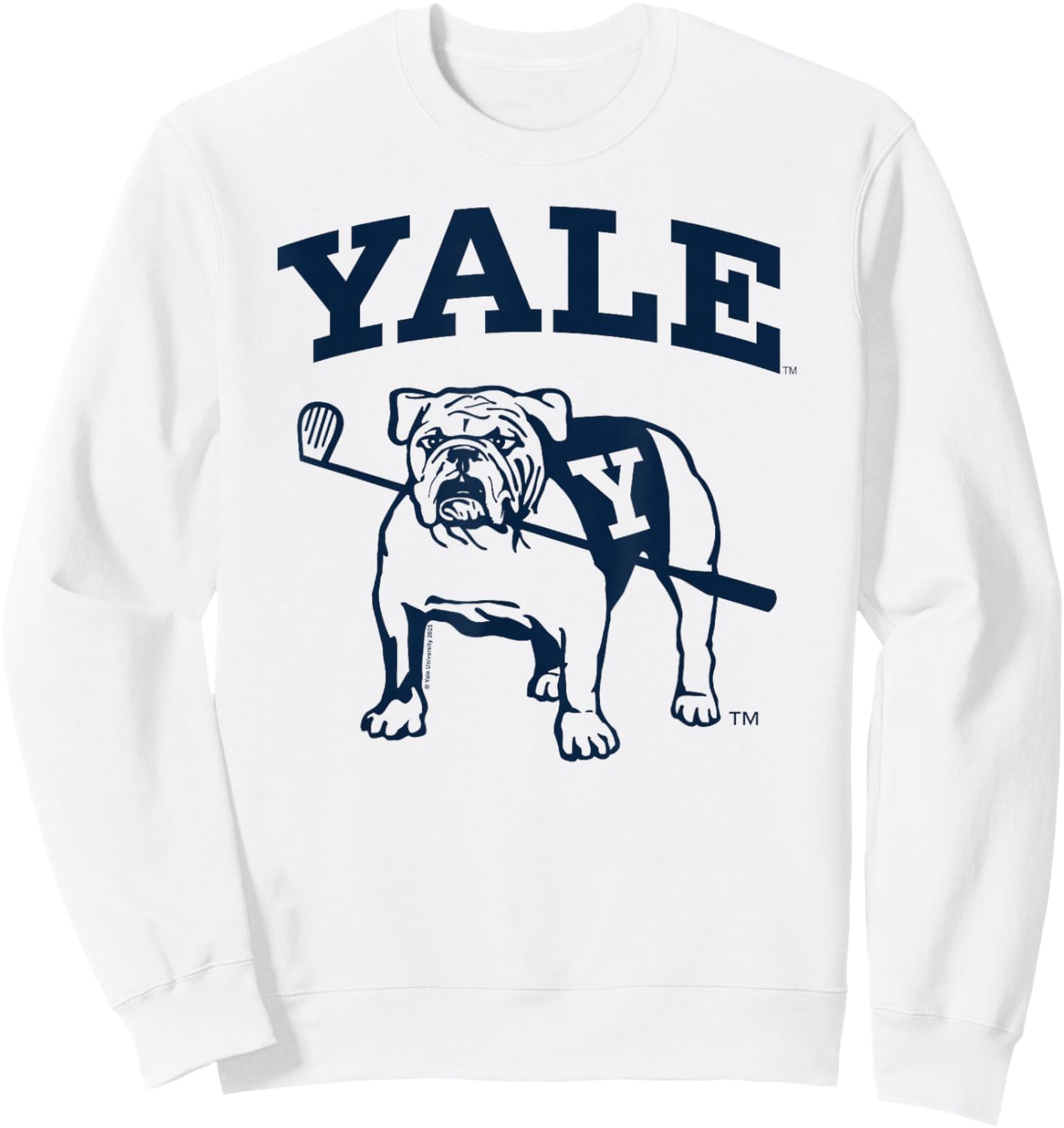 Yale University Line Art Bulldog Handsome Dan Playing Golf Sweatshirt - Sweatshirt | White