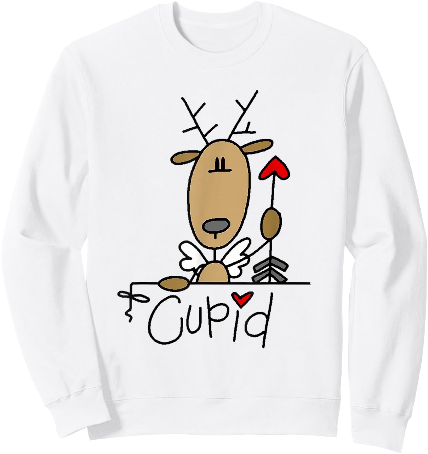 Cupid Reindeer Christmas Holiday Sweatshirt - Sweatshirt | White
