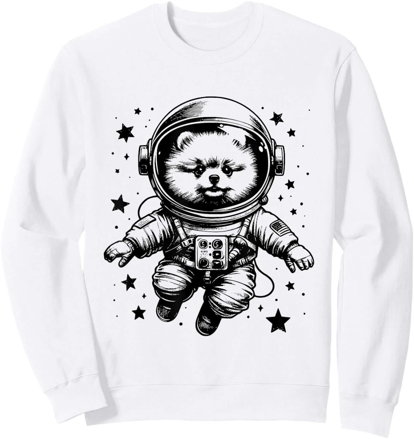 Dog Dad Mom Space - Astronaut Pomeranian Men Women Sweatshirt - Sweatshirt | White