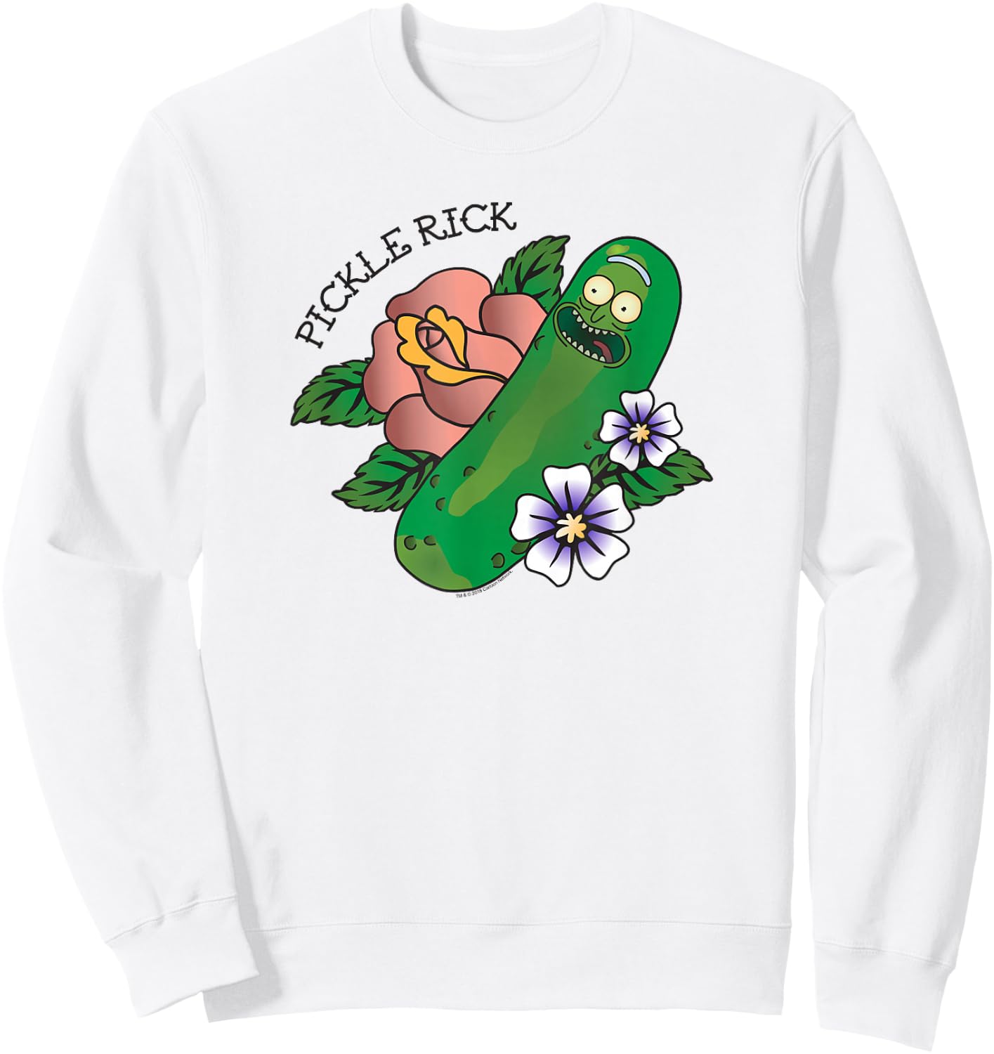 Rick and Morty Pickle Rick Tattoo Sweatshirt - Sweatshirt | White