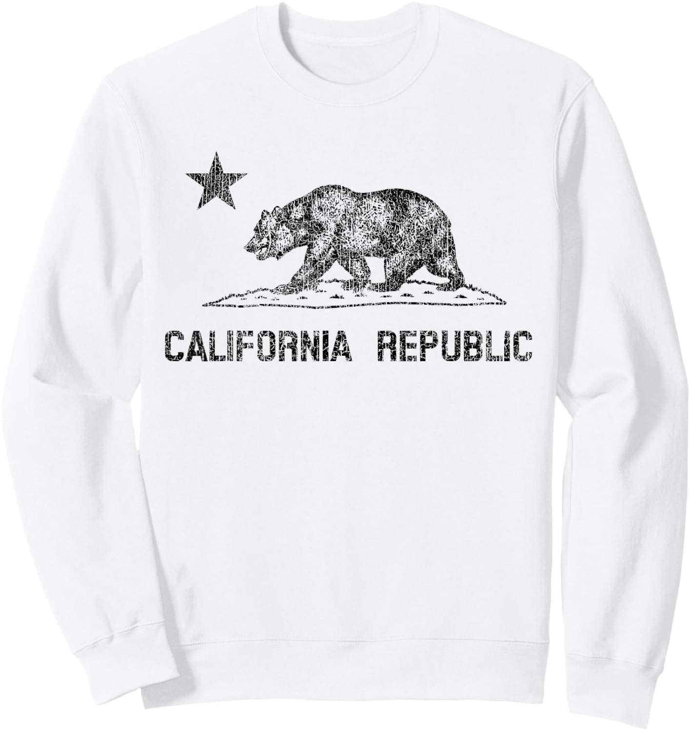 California Republic Flag Distressed Bear Sweatshirt - Sweatshirt | White