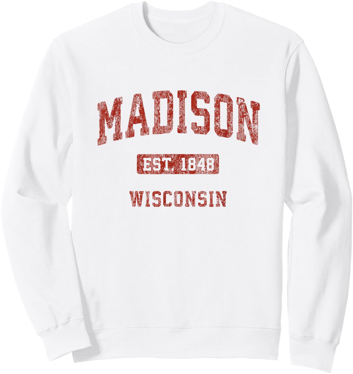 Madison Wisconsin WI Vintage Athletic Sports Design Sweatshirt - Sweatshirt | White