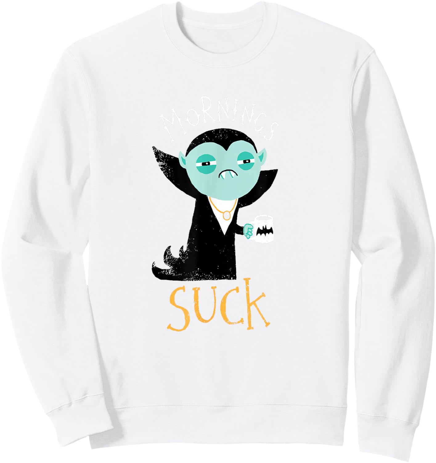 Mornings Suck - Cute Vampire DM Sweatshirt - Sweatshirt | White