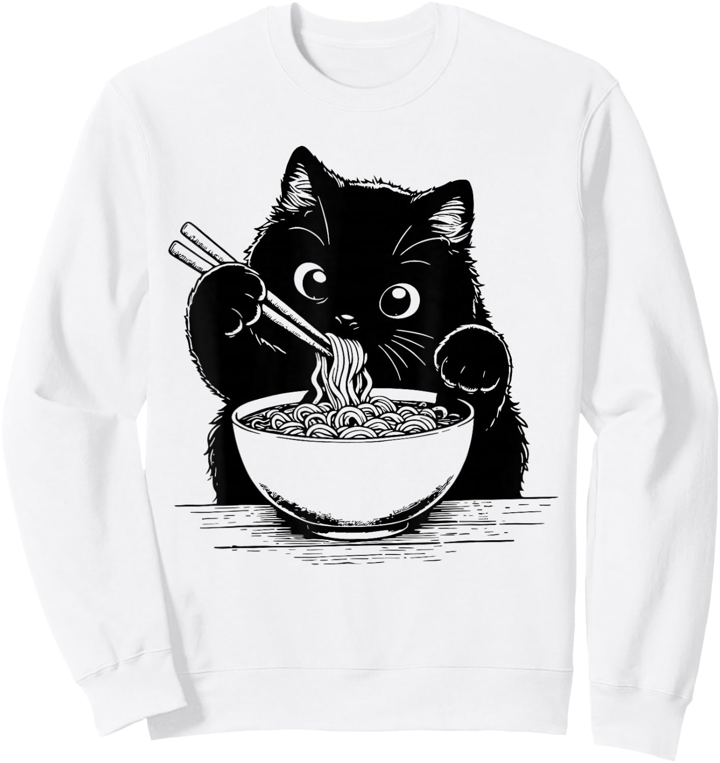 Cat Ramen Noodle Japanese Anime Manga Ramen Kawaii Cat Sweatshirt - Sweatshirt | White