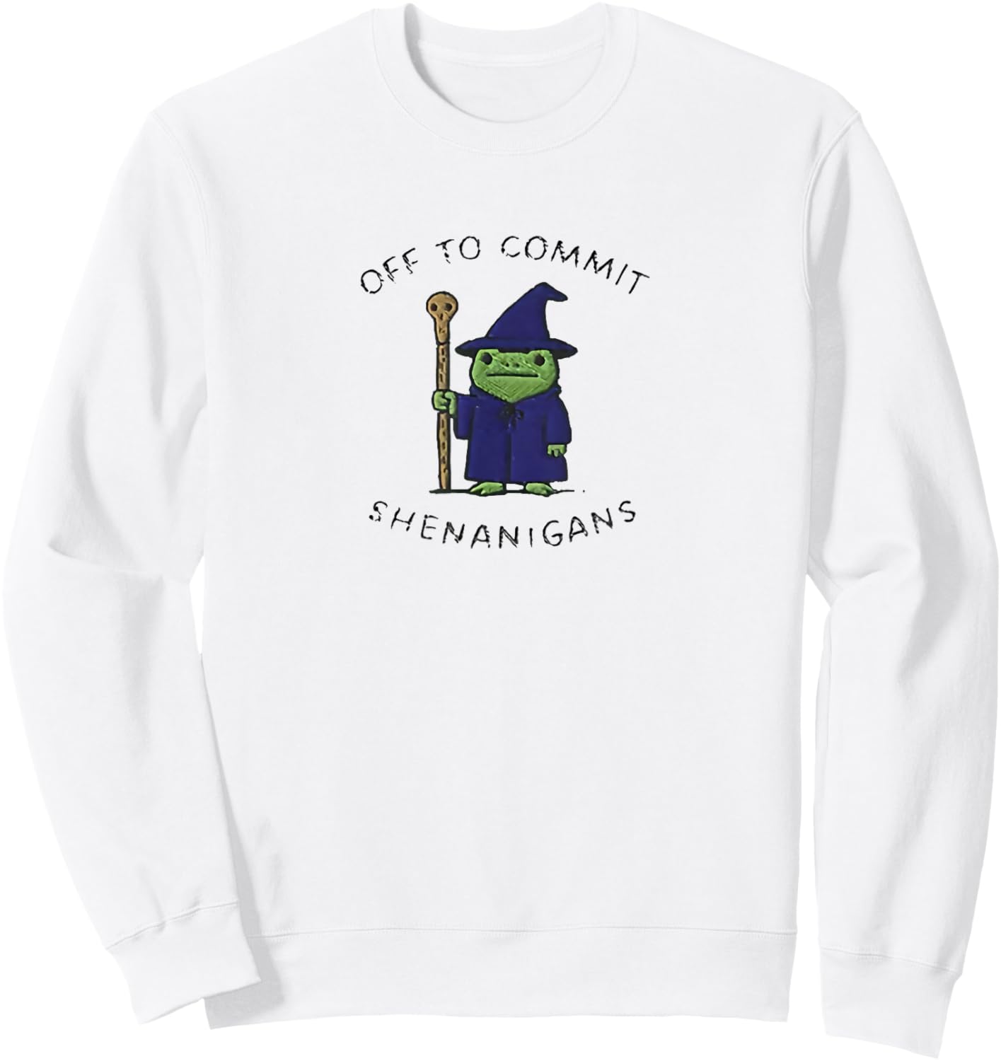 Off to Commit Shenanigans Frog Sweatshirt - Sweatshirt | White