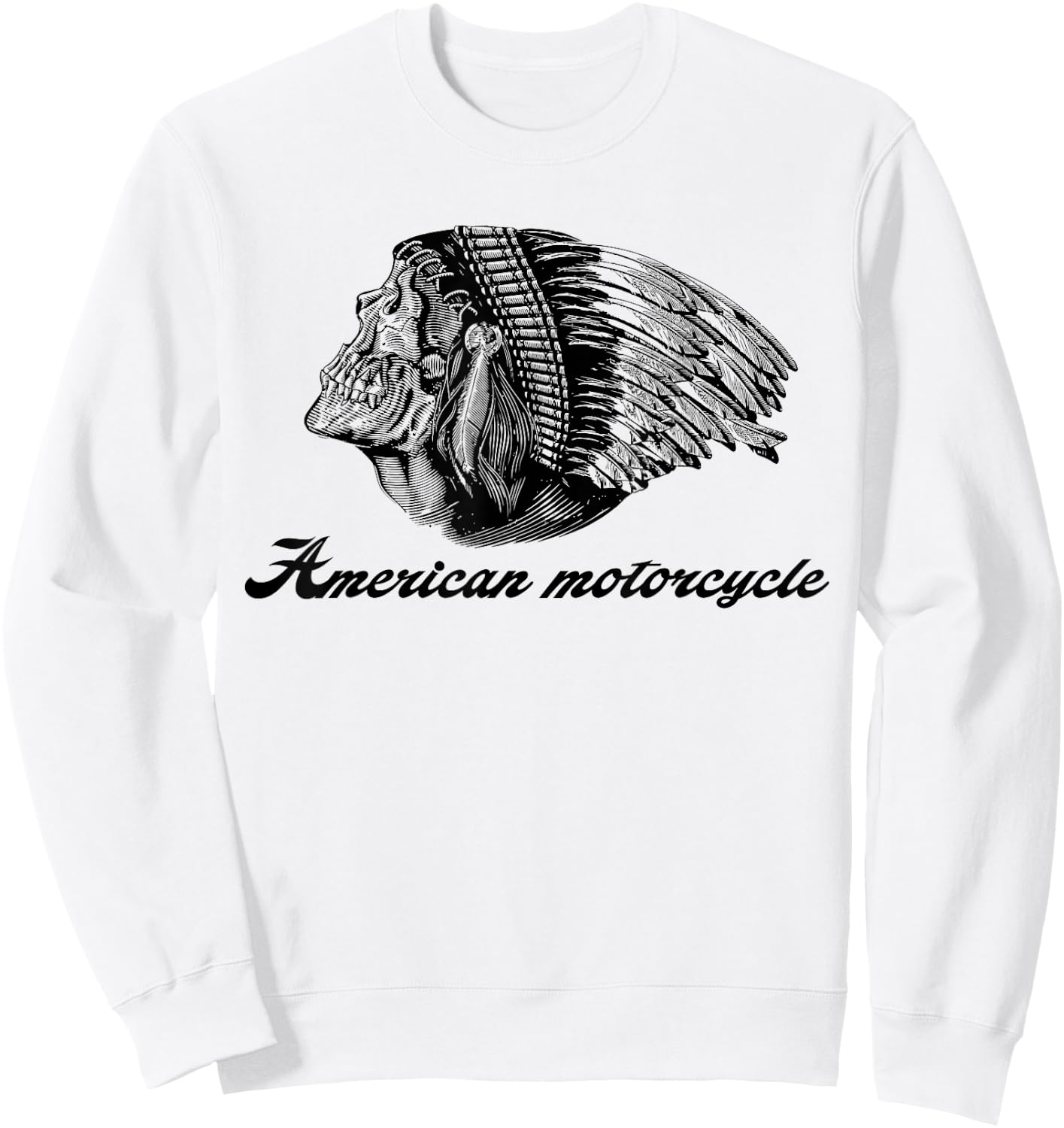 American Motorcycle Skull Native Indian Eagle Chief Vintage Sweatshirt - Sweatshirt | White