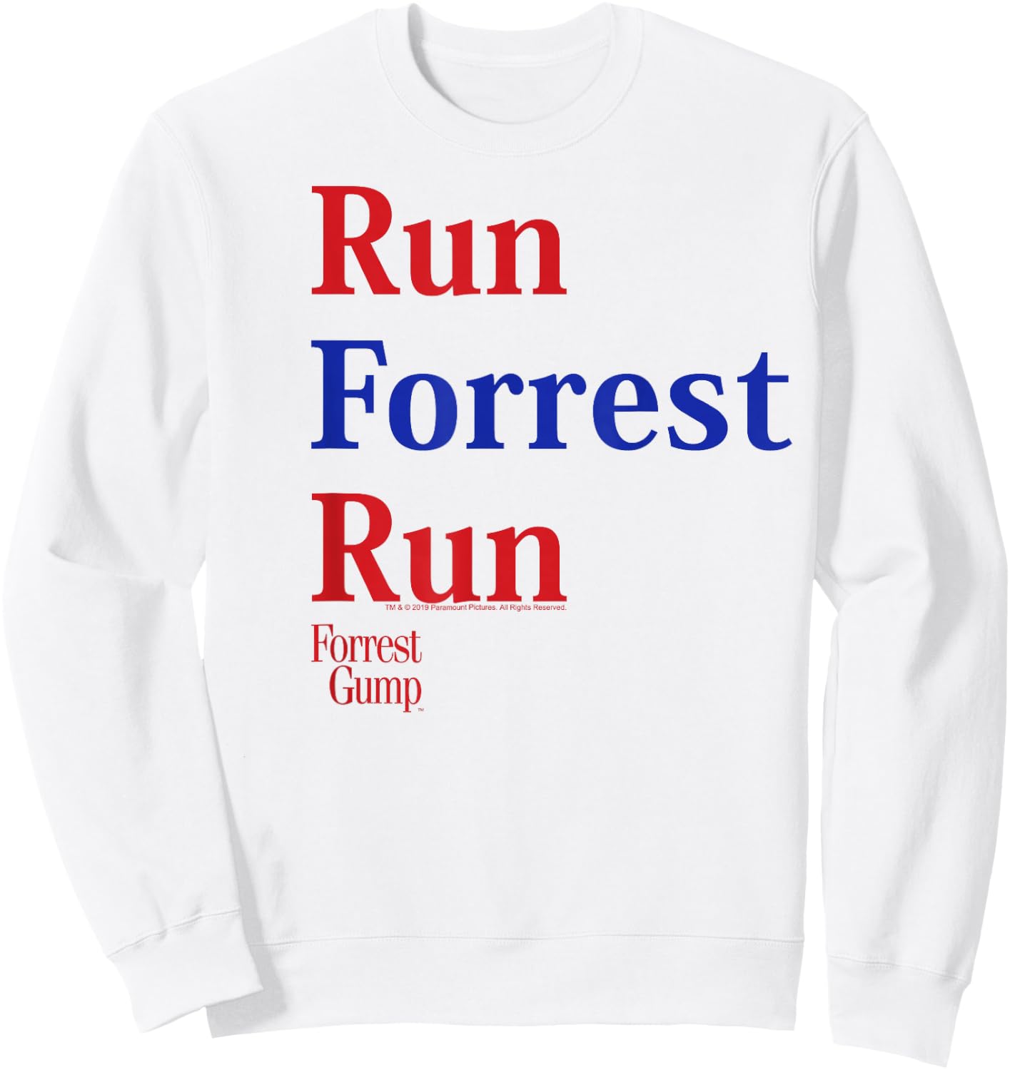 Forrest Gump Run Forrest Run Red and Blue Title Logo Sweatshirt - Sweatshirt | White