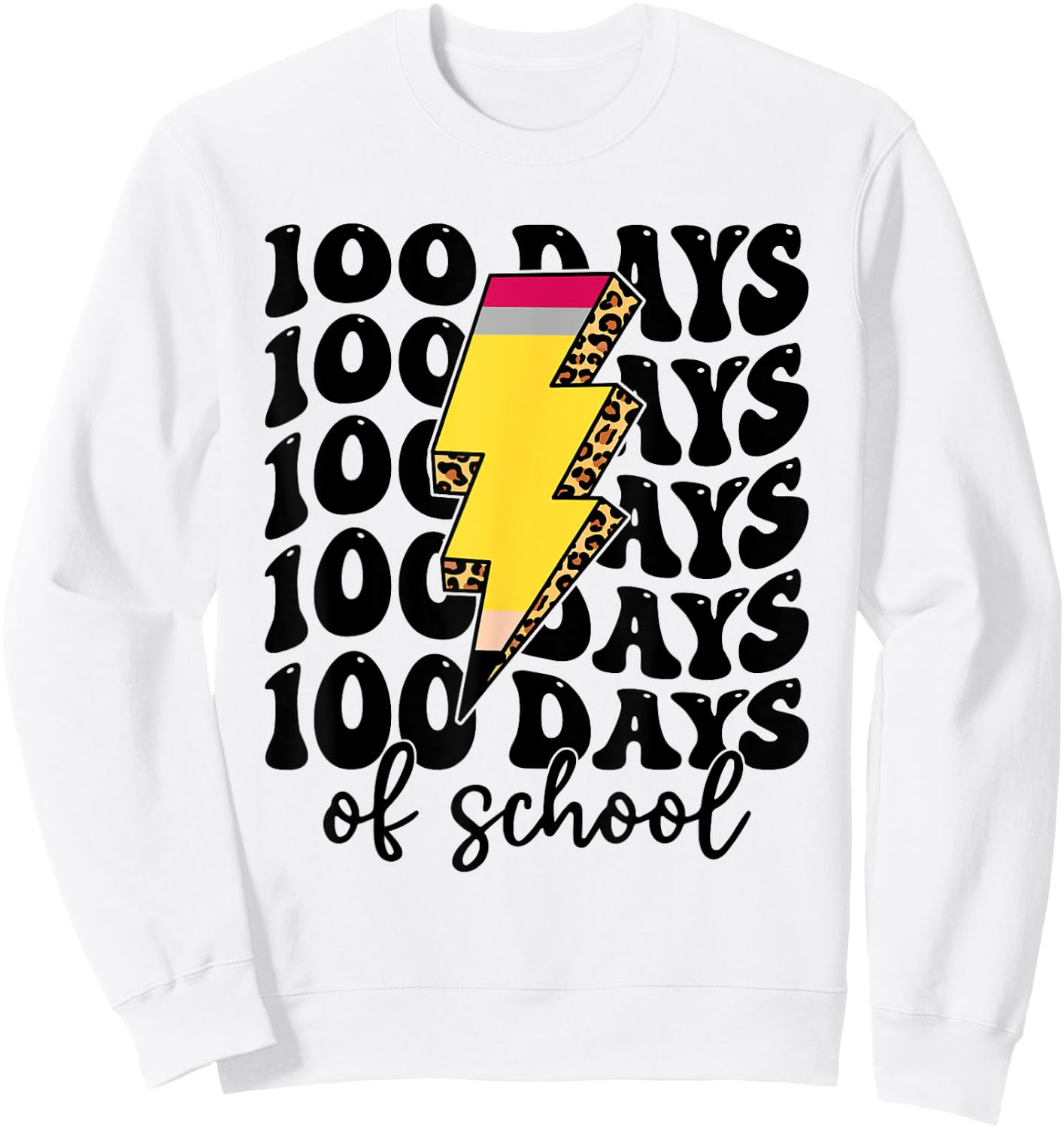 100 Days of School Back to School Student Teacher Leopard Sweatshirt - Sweatshirt | White