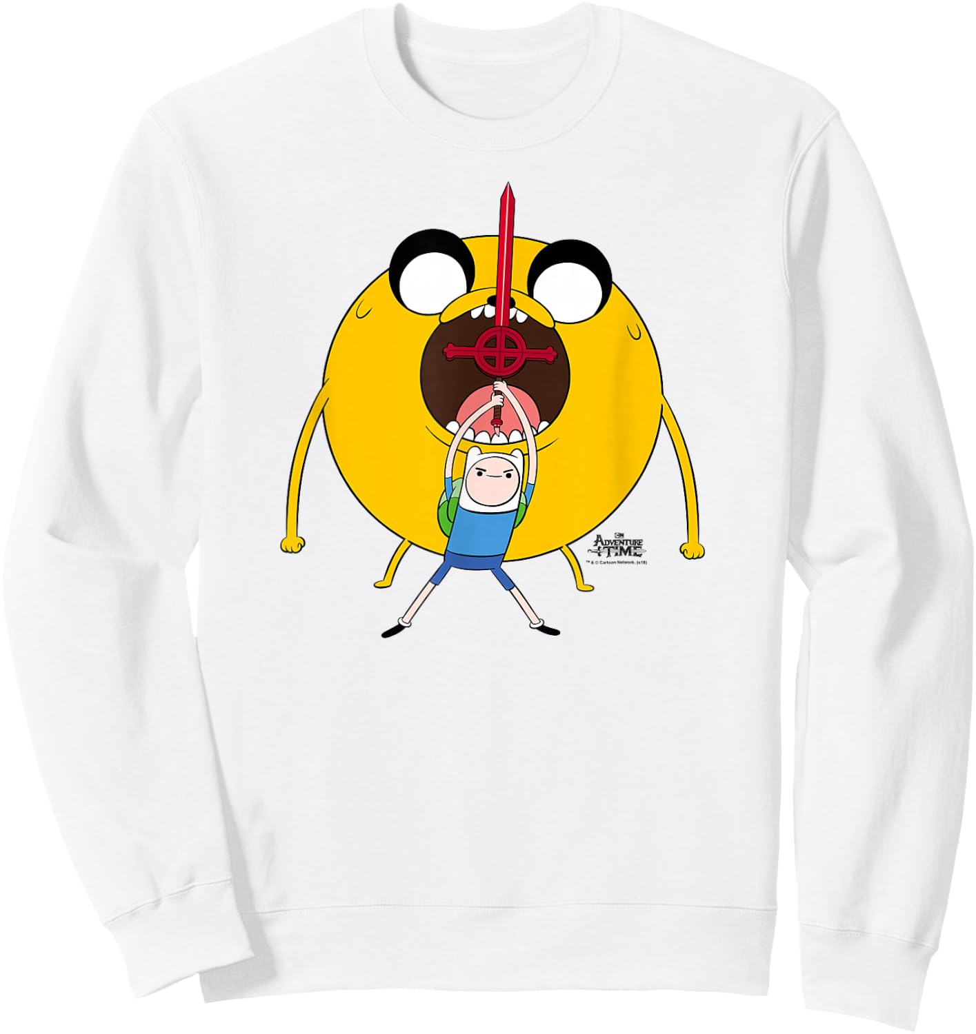 Adventure Time Finn and Jake Big Sword Sweatshirt - Sweatshirt | White