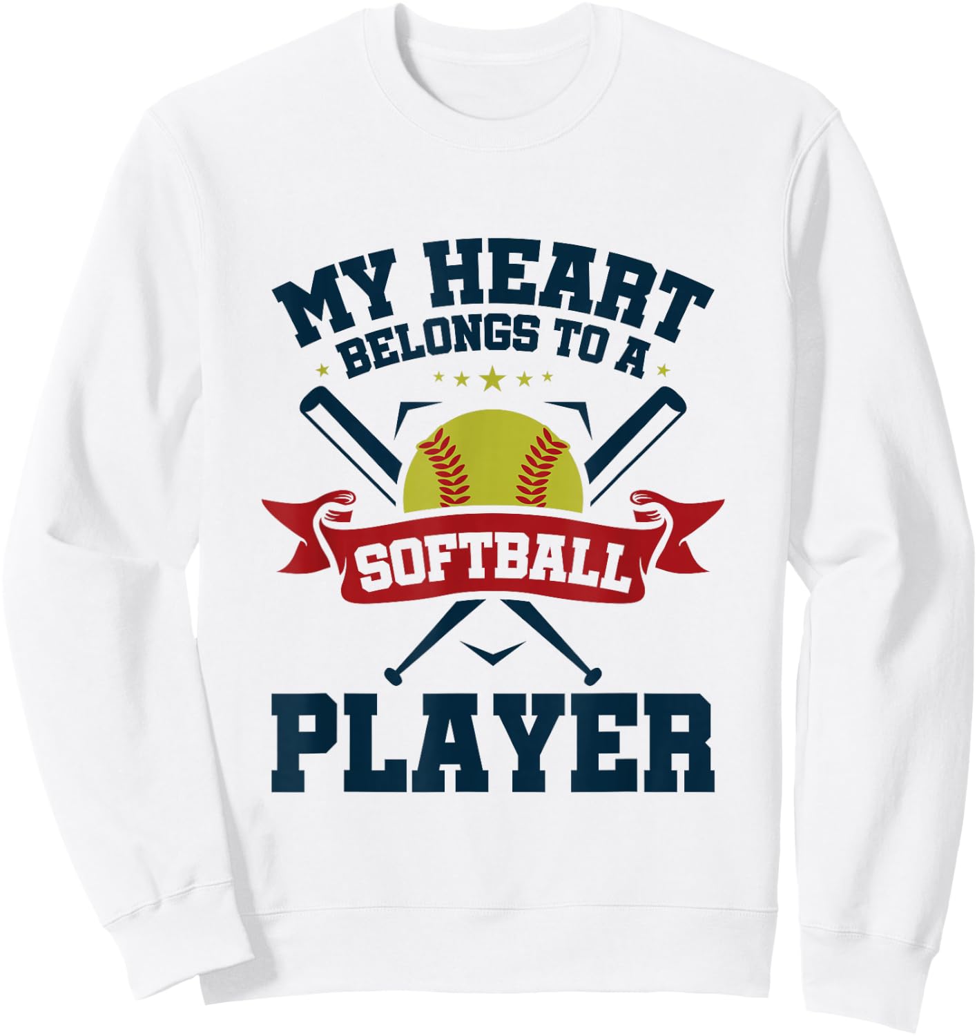My Heart Belongs To Softball Player Boyfriend Girlfriend Sweatshirt - Sweatshirt | White