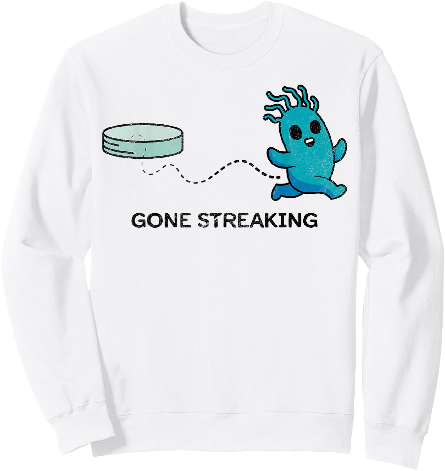 Funny Science Cute Microbiology Bacteria Apparel Adult Blue Short Sleeve Classic Fit Small Sweatshirt - Sweatshirt | White