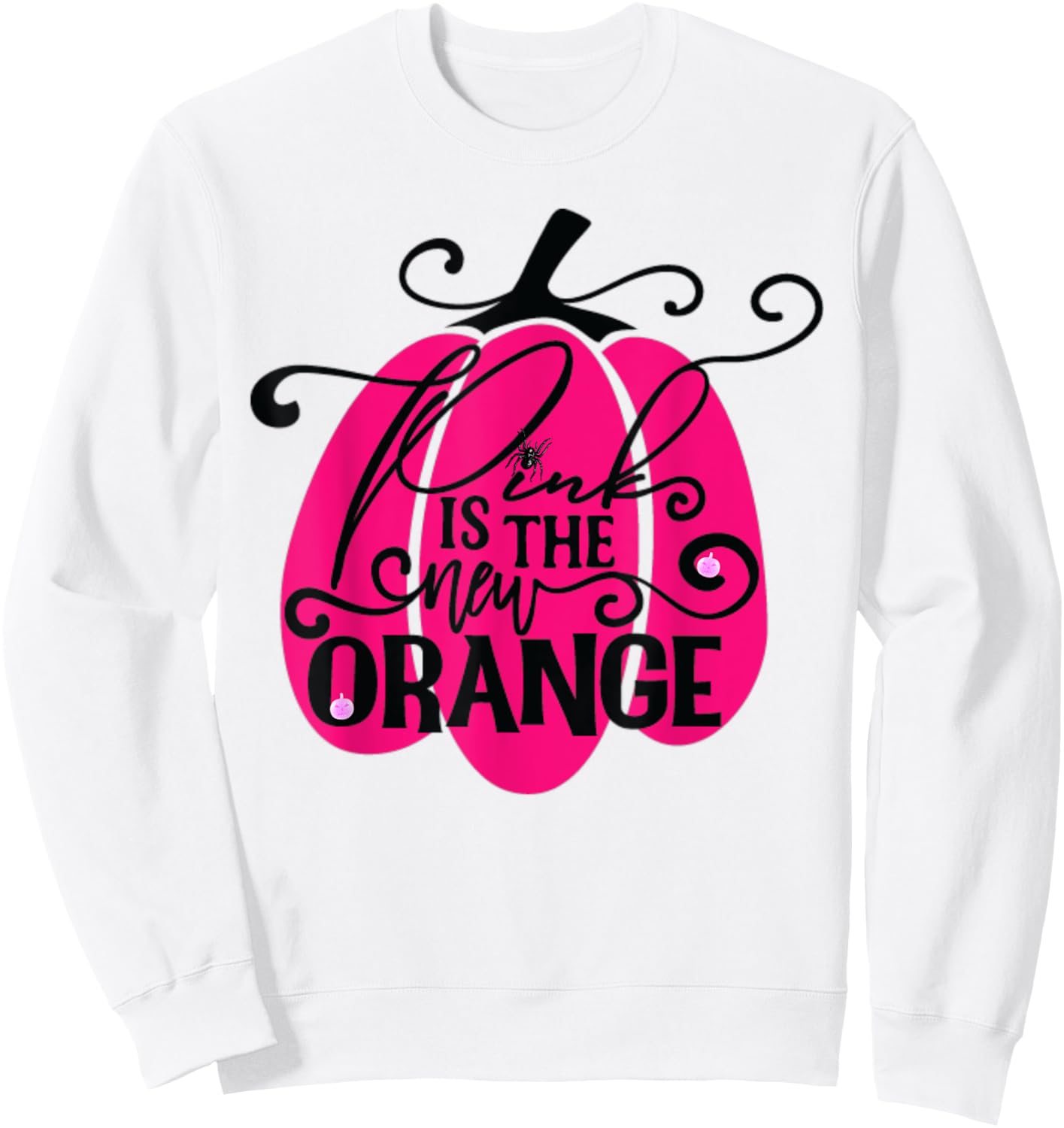 Pink Is The New Orange Pumpkin Breast Cancer Halloween Sweatshirt - Sweatshirt | White